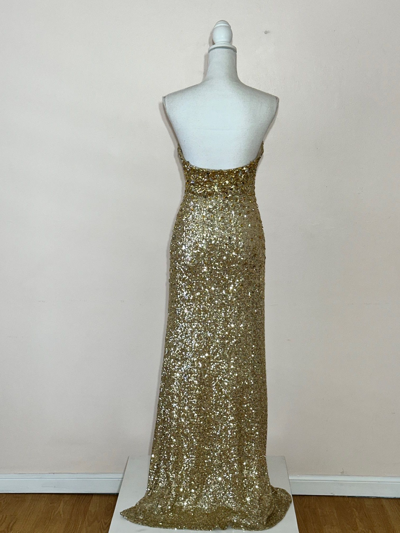 Vintage La Femme Gold Sequin Strapless Gown Size XS / US 0-2 / IT 36-38 - 3 Thumbnail