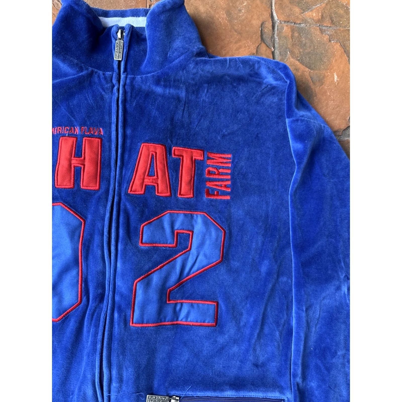 Phat Farm VINTAGE Phat Farm Track Jacket XL Womens Velour Full Zip Hip Hop Blue Embroidered #92 Size XL / US 12-14 / IT 48-50 - 7 Thumbnail