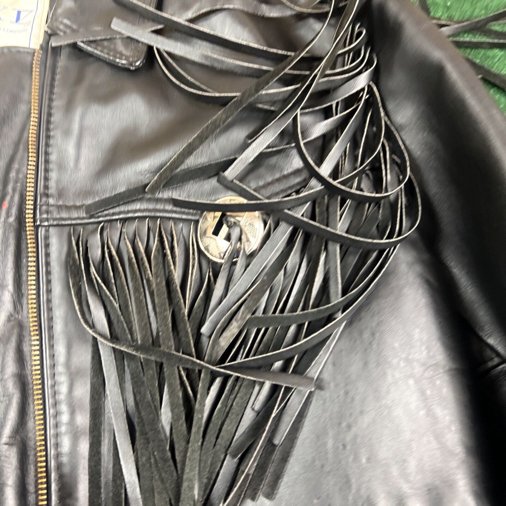 Vintage Vintage 80s Black Leather Fringe Jacket Metal Biker Boho Festival Western 16 Size M / US 6-8 / IT 42-44 - 4 Thumbnail