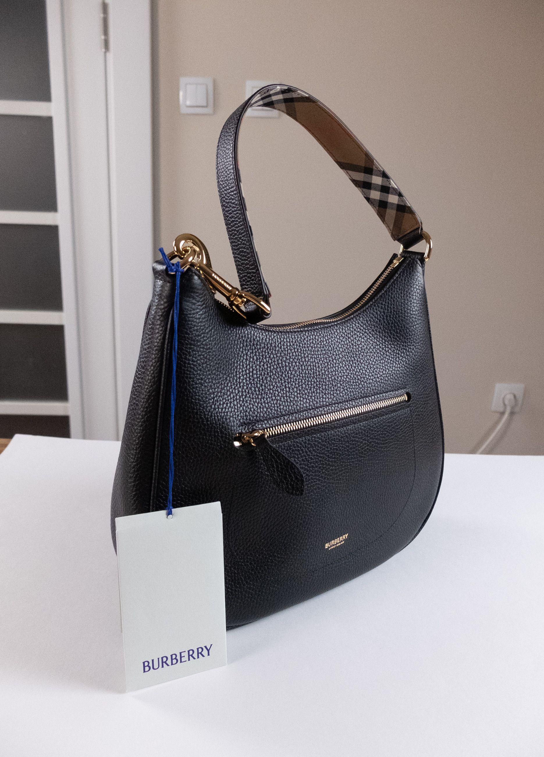 Burberry BURBERRY black grained leather hobo shoulder bag Size ONE SIZE - 6 Thumbnail