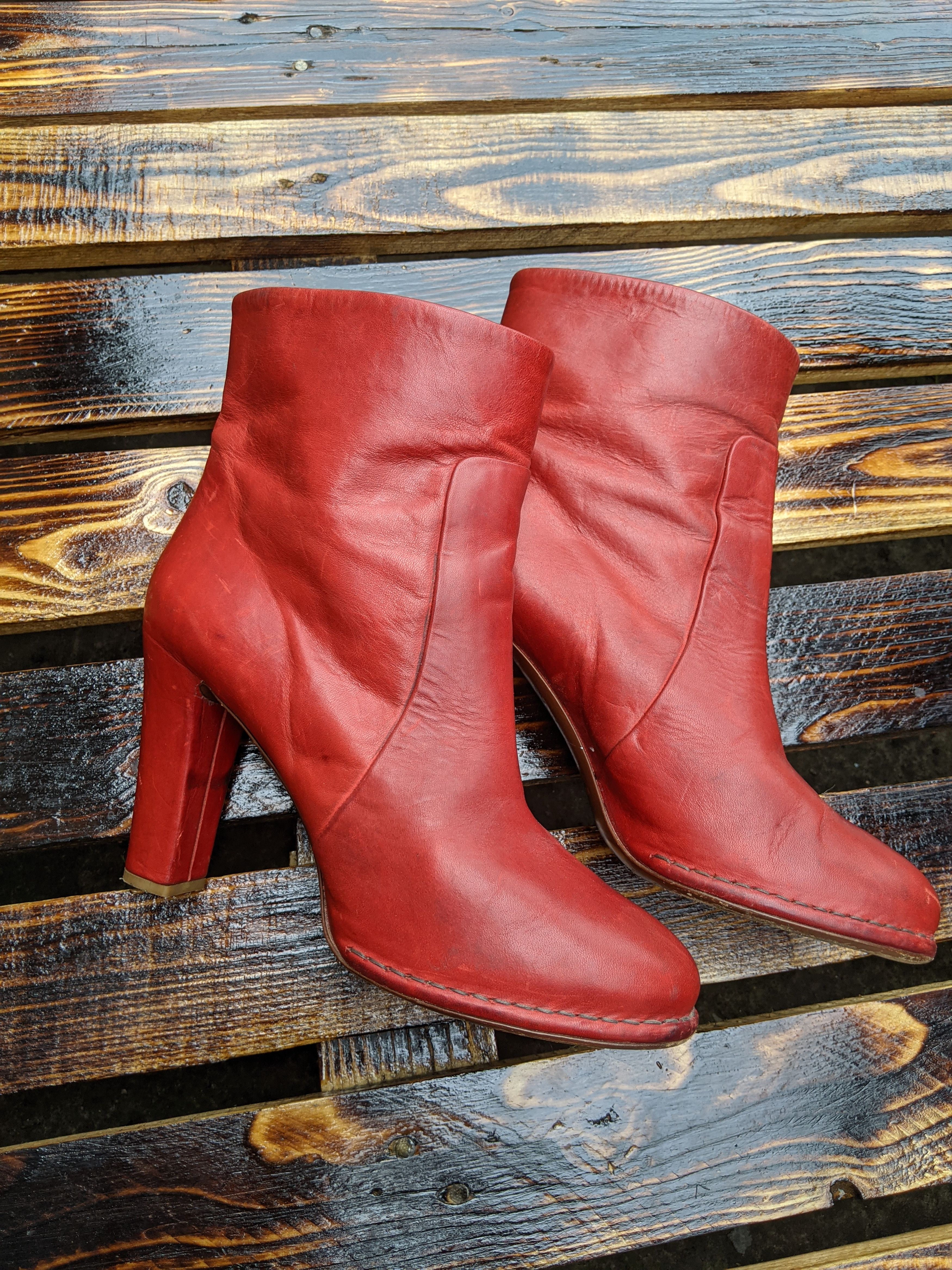 Genuine Leather × Vintage Roberto Del Carlo Red Leather Boots Size EU 38.5 US 7 Size US 8.5 / IT 38.5 - 2 Thumbnail