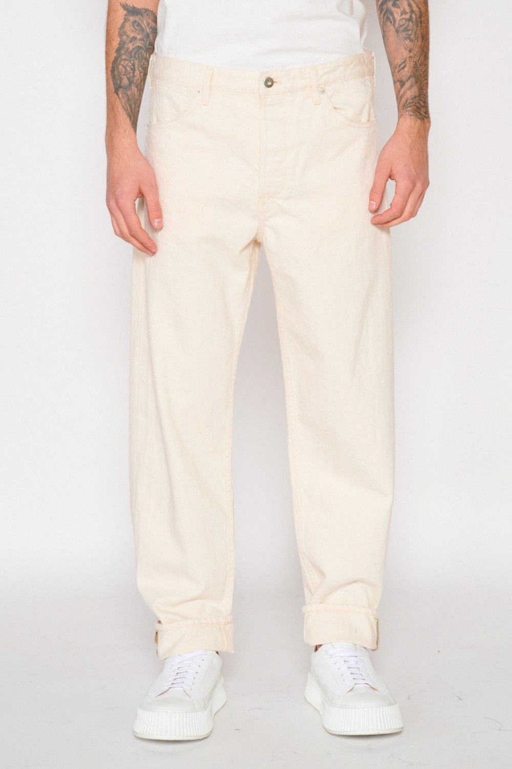 Jil Sander New JIL SANDER Japanese Selvedge Wide Denim Off White Jeans Size US 29 - 2 Thumbnail