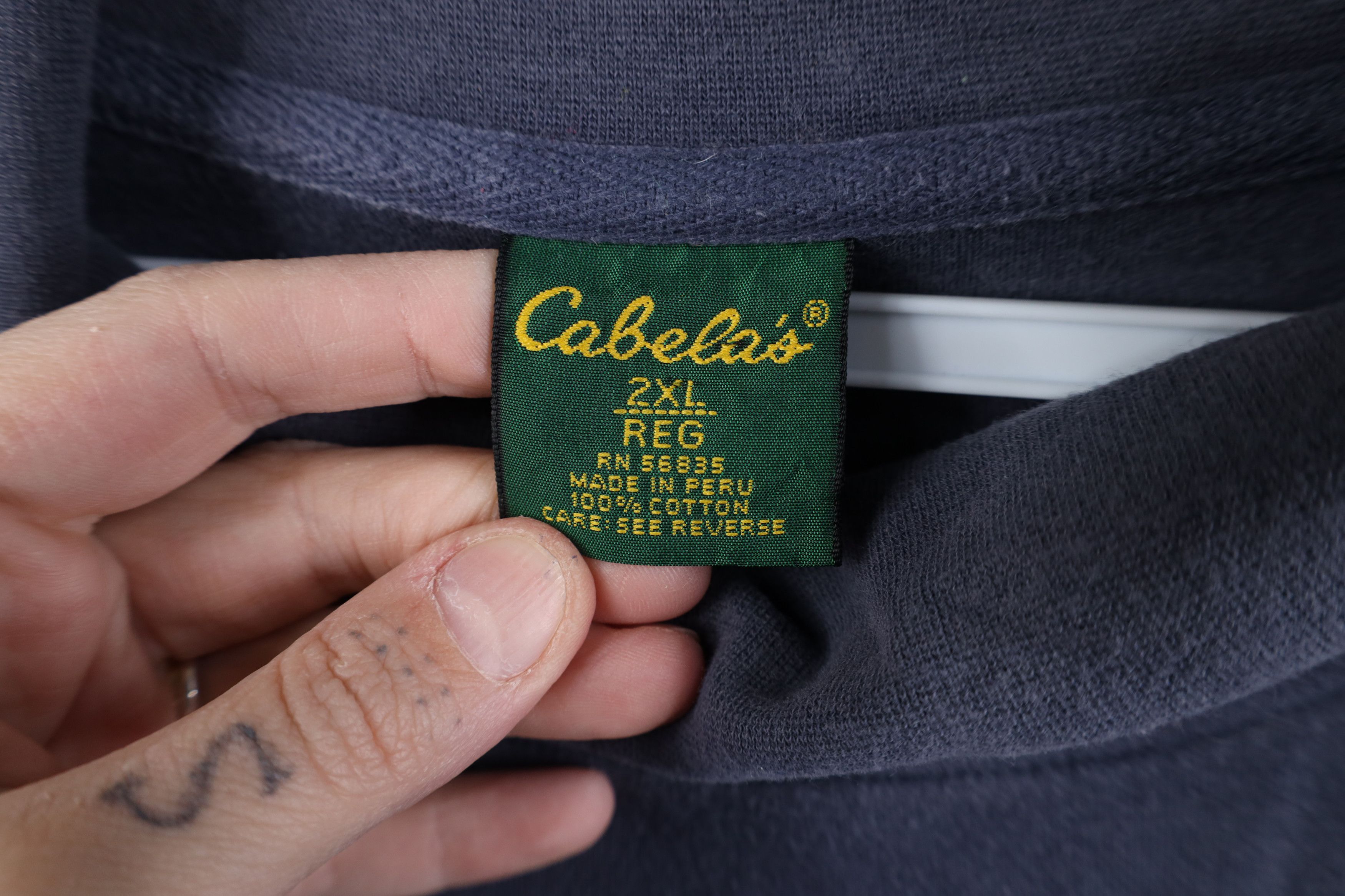 Cabelas Vintage 90s Cabelas Blank Knit Turtleneck T-Shirt Steel Blue Size US XXL / EU 58 / 5 - 7 Thumbnail