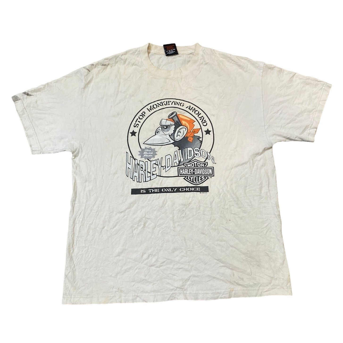 Harley Davidson VTG Y2K Harley Davidson Motorcycle Monkey Ithaca T Shirt XL Size US XL / EU 56 / 4 - 1 Thumbnail