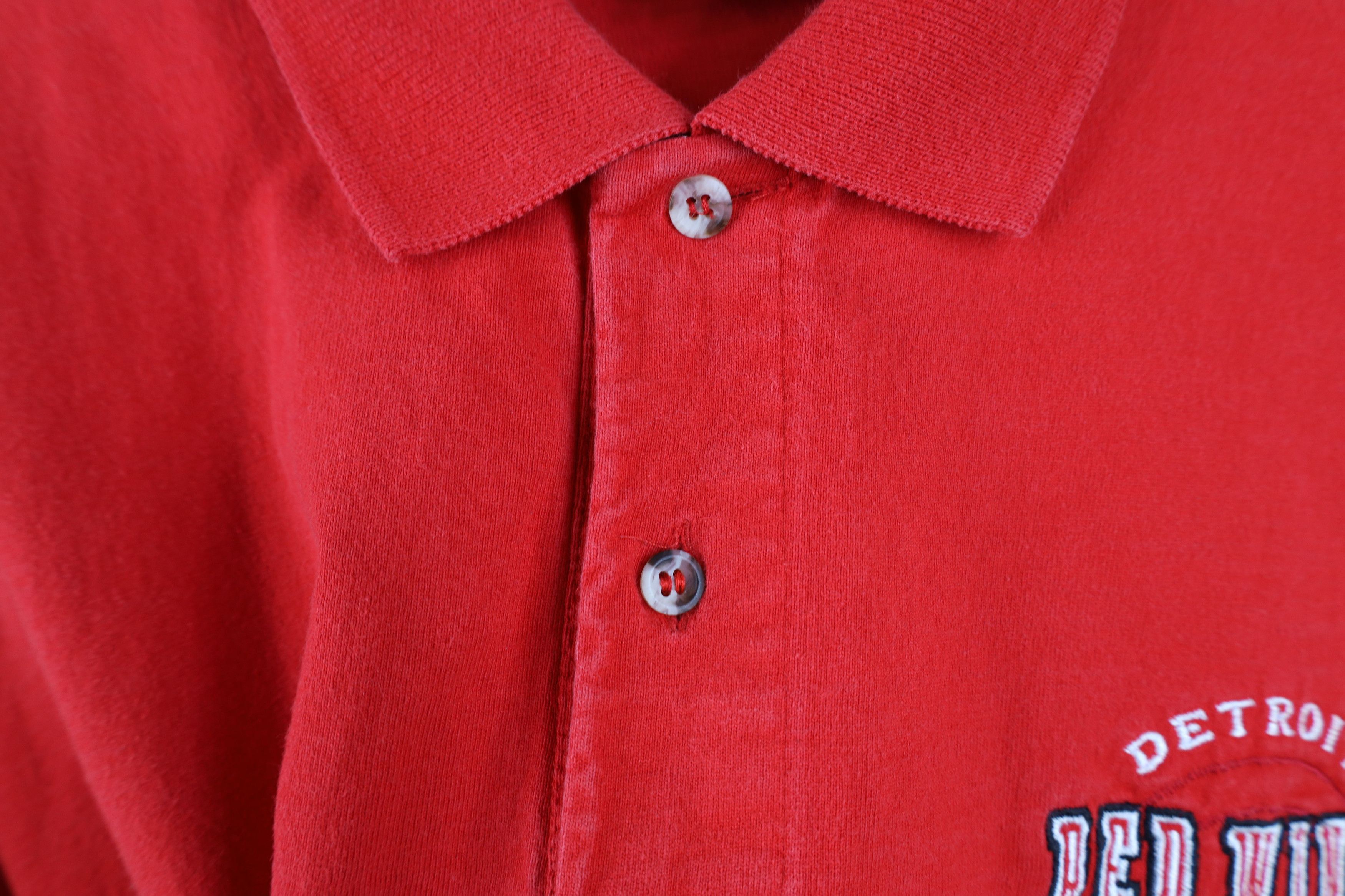 Vintage Vintage 90s Heavyweight Red Wings Hockey Long Sleeve Polo Size US XL / EU 56 / 4 - 5 Thumbnail