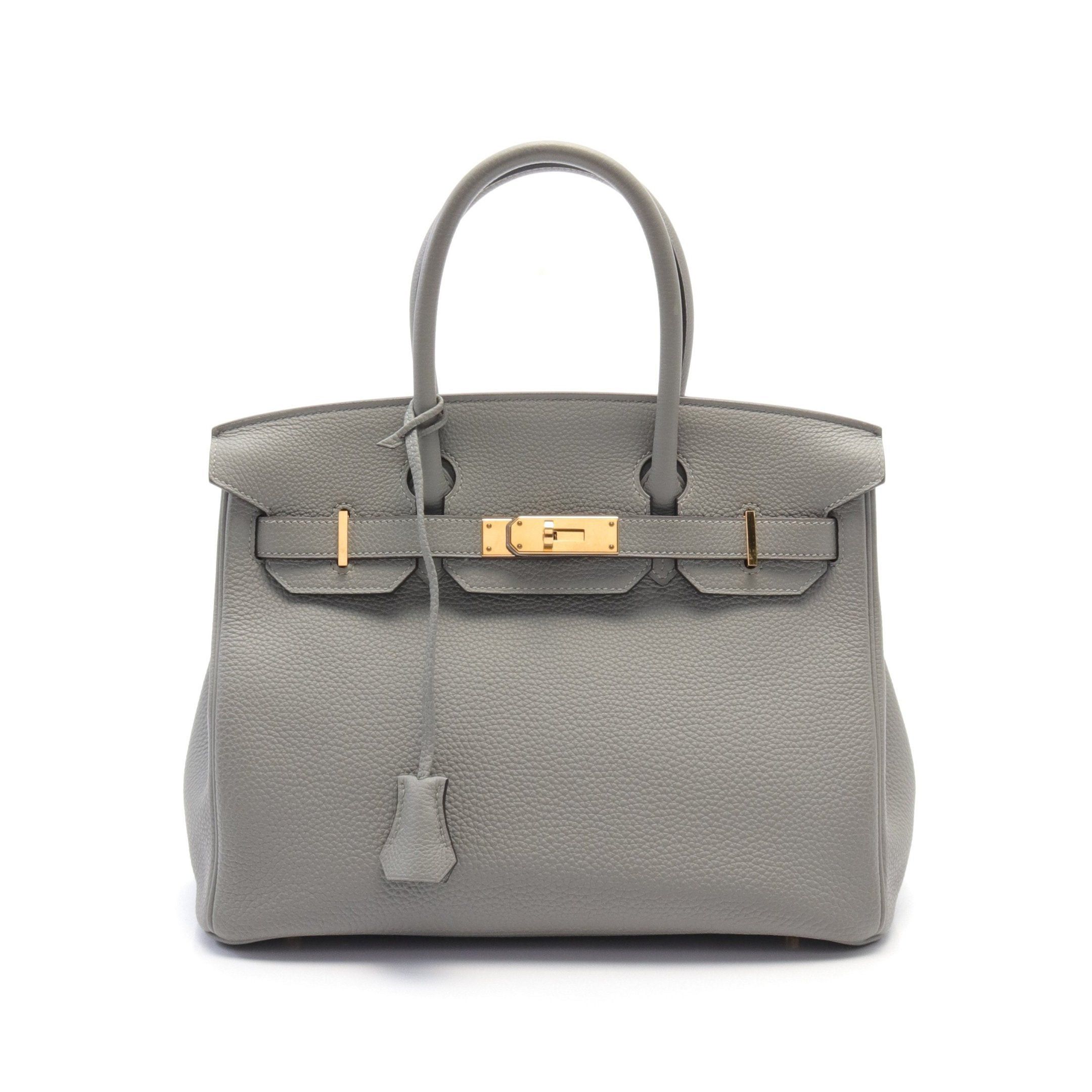 Hermes Birkin 30 Blue Glacier Handbag Togo Gray Gold Hardware X Stamp