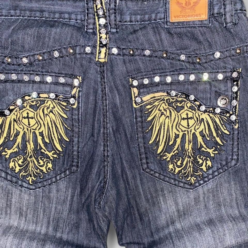 Affliction × Vintage Y2k Victorious Embroidered Jeans Size US 38 / EU 54 - 2 Thumbnail