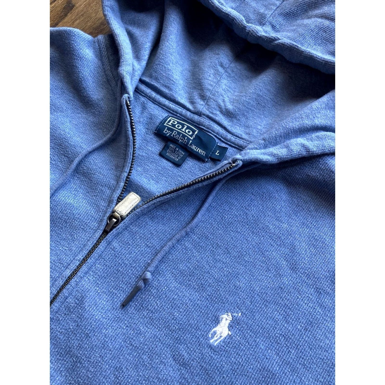 Polo Ralph Lauren VINTAGE Polo Ralph Lauren Hoodie Mens Large Full Zip Hooded Light Blue Knit Size US L / EU 52-54 / 3 - 5 Thumbnail