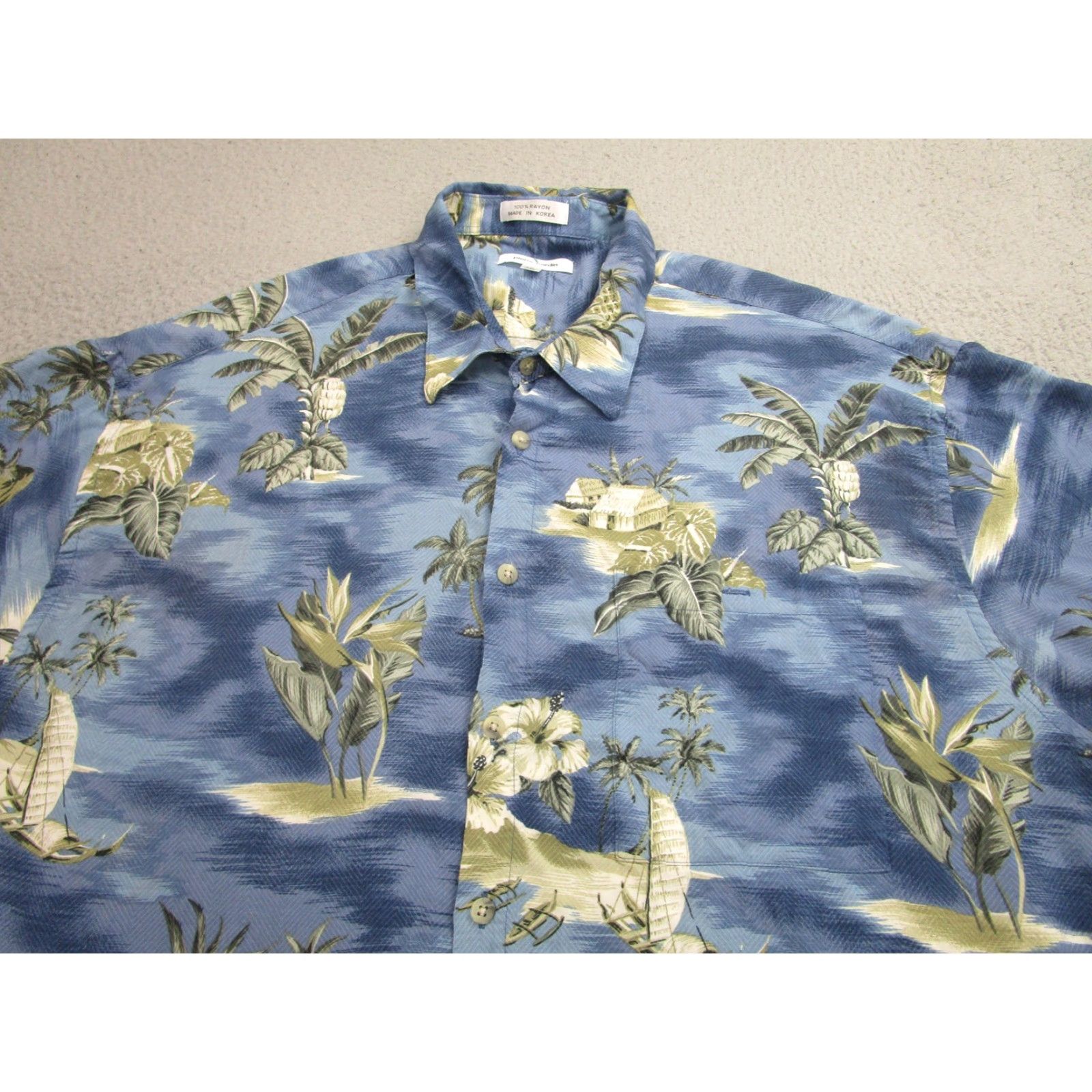 Pierre Cardin Pierre Cardin Shirt Mens 2XL Blue Hawaiian Aloha Short Sleeve Button Tropical Size US XXL / EU 58 / 5 - 2 Thumbnail