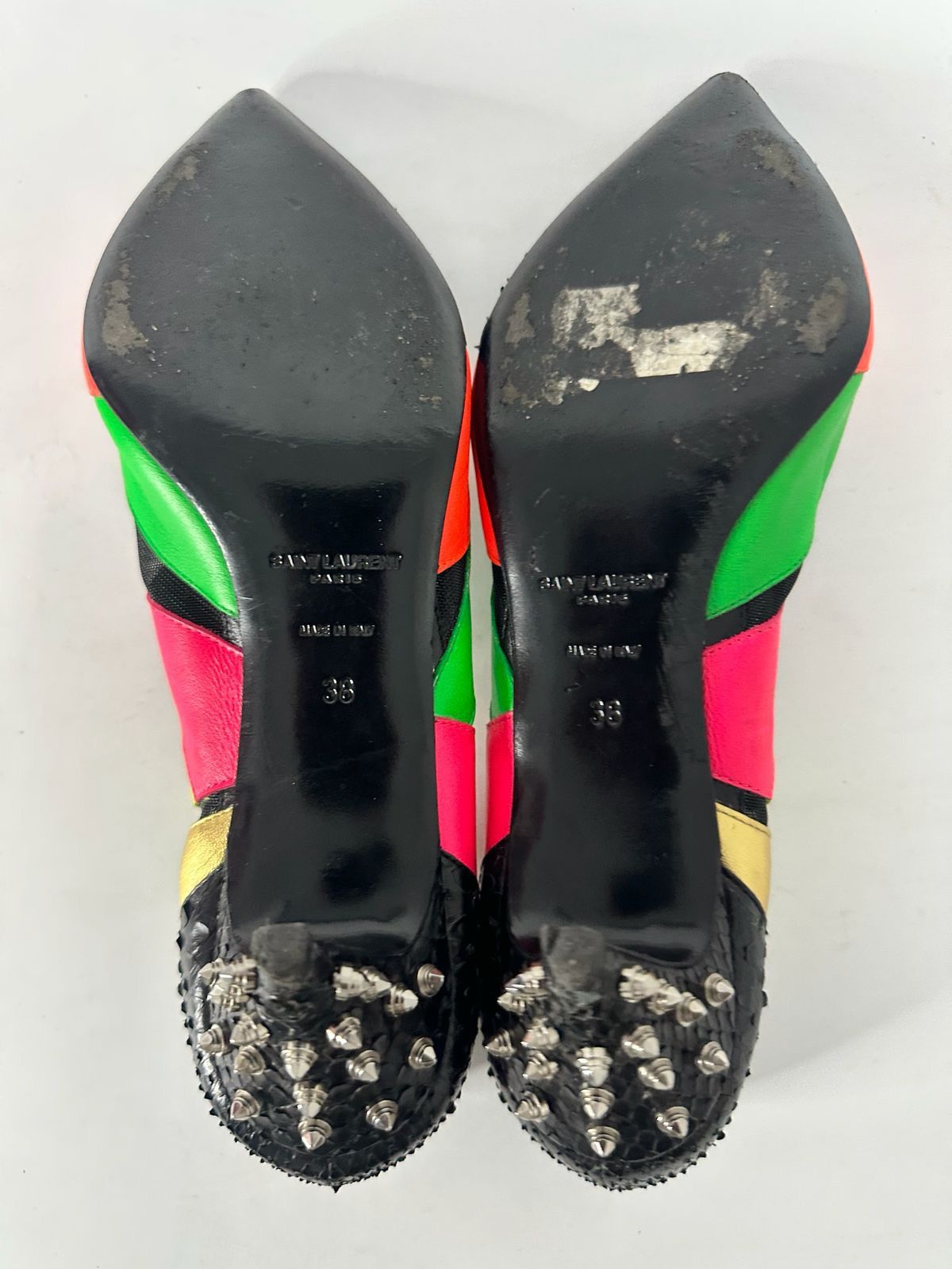 Saint Laurent Paris YSL Saint Laurent KITTEN 50 PATCHWORK BLK MESH PYTHON STUDS Size US 6 / IT 36 - 5 Thumbnail