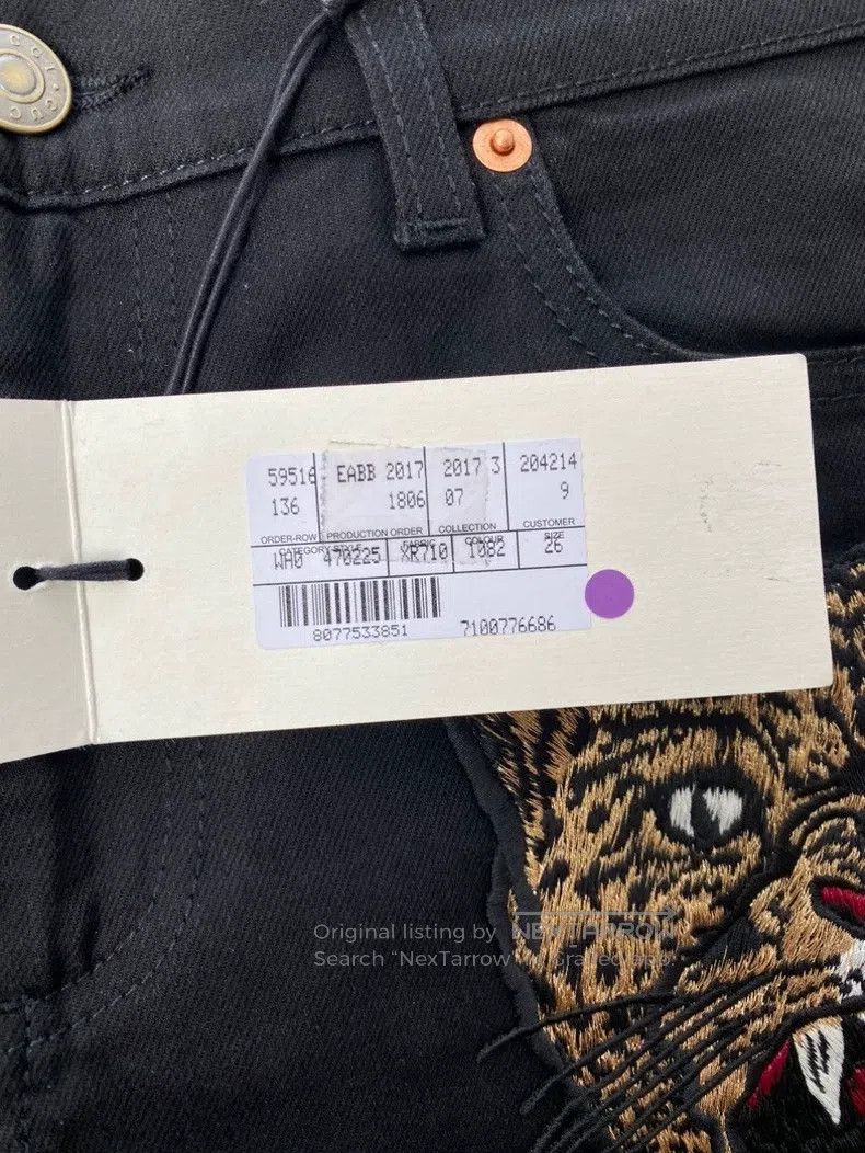 Gucci Tiger Head Embroidered Jeans