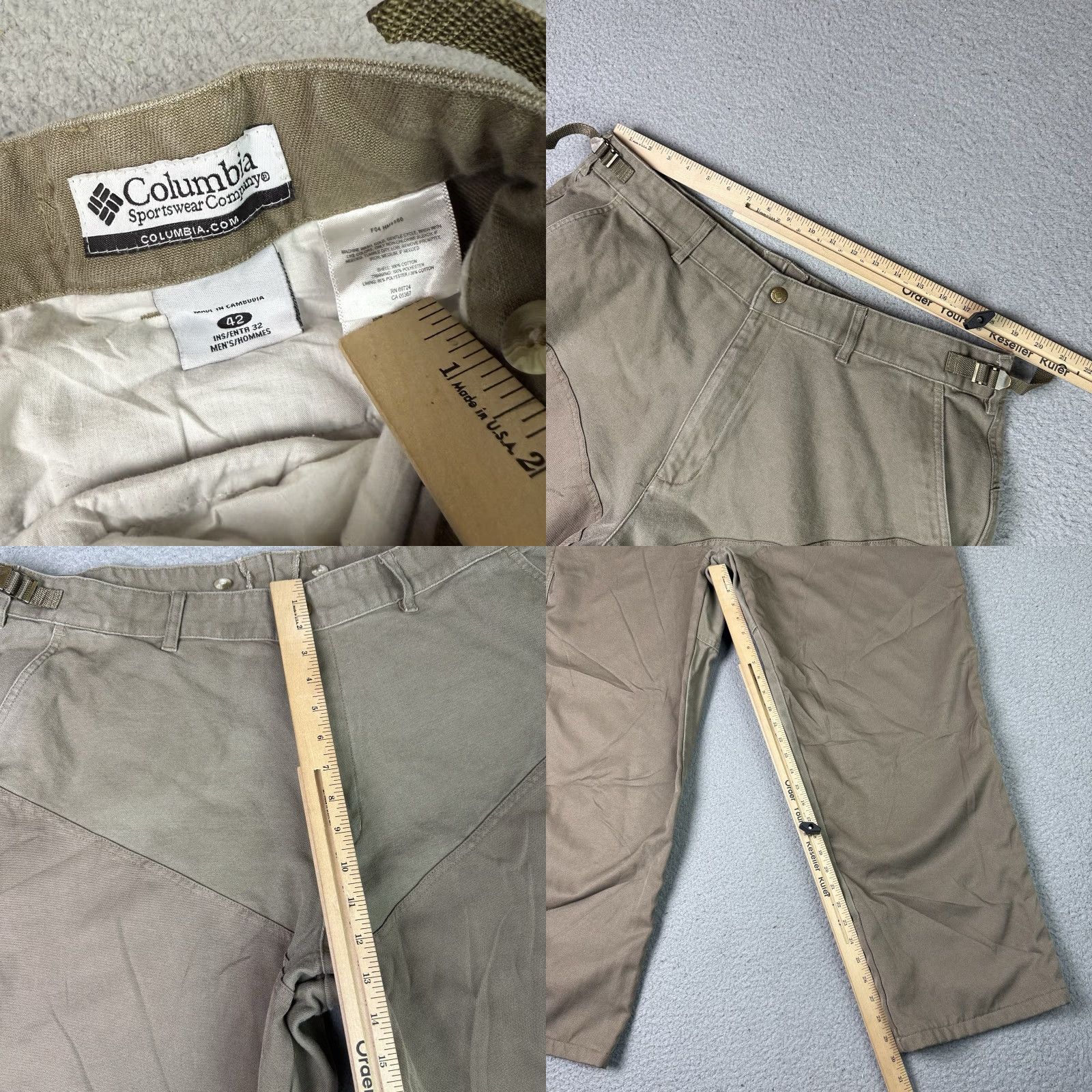 Doublet VINTAGE Columbia Brush Pants Mens 42x30 Beige Carpenter 5-Pocket Regular Straight USA 90s Size US 42 / EU 58 - 8 Thumbnail
