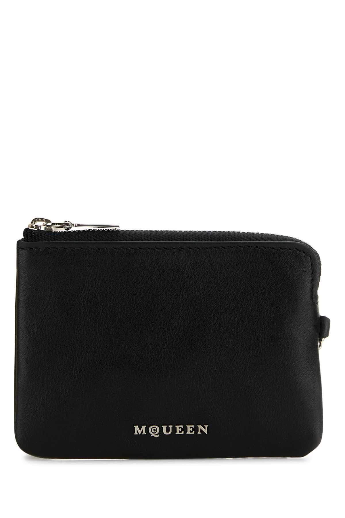 Alexander McQueen Black Leather Sling Card Holder Size ONE SIZE - 1 Thumbnail