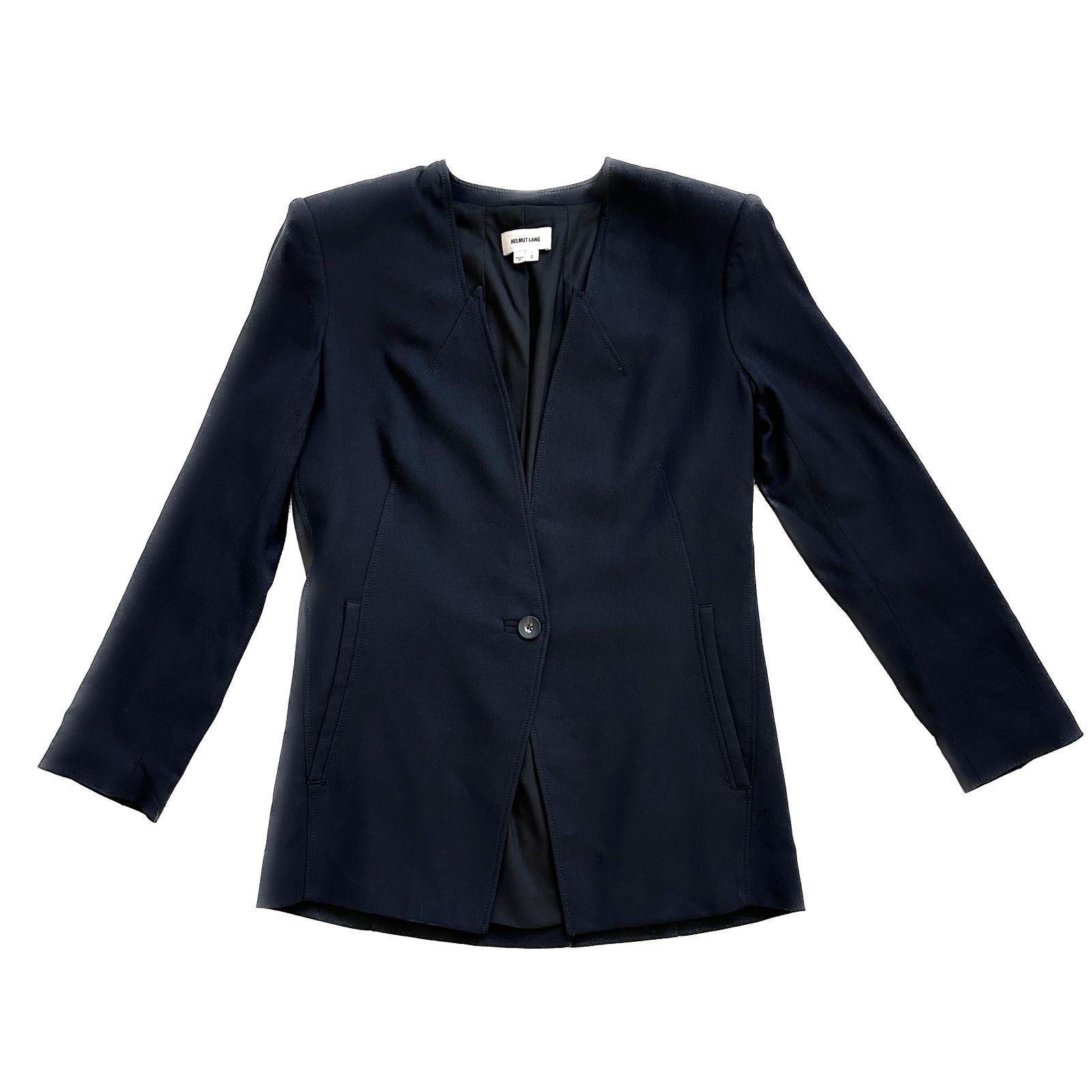 Image of Helmut Lang Black Single Button Blazer Jacket Size 2, Women's