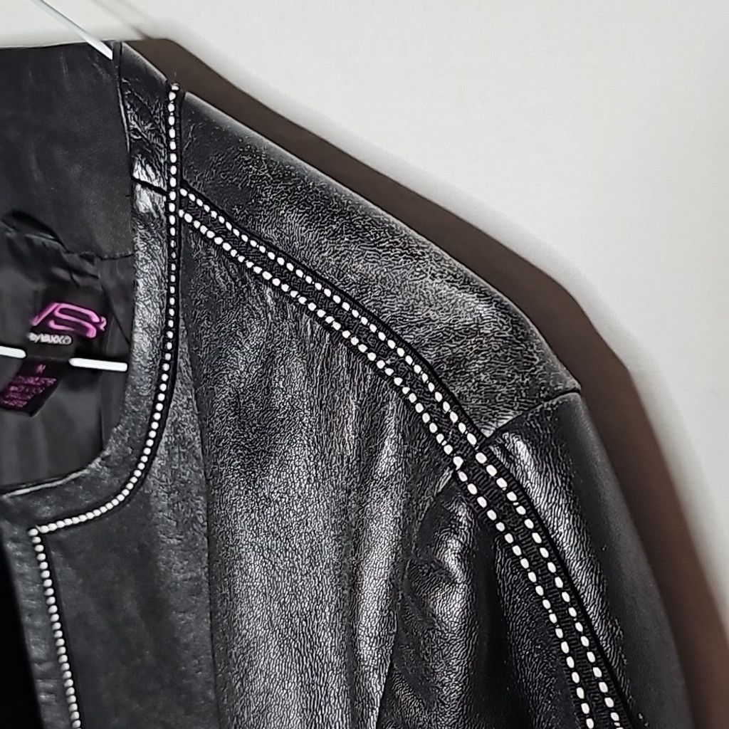 The Unbranded Brand VS2 by Vakko 100% pure lamb leather open moto jacket sz Med Size M / US 6-8 / IT 42-44 - 7 Thumbnail