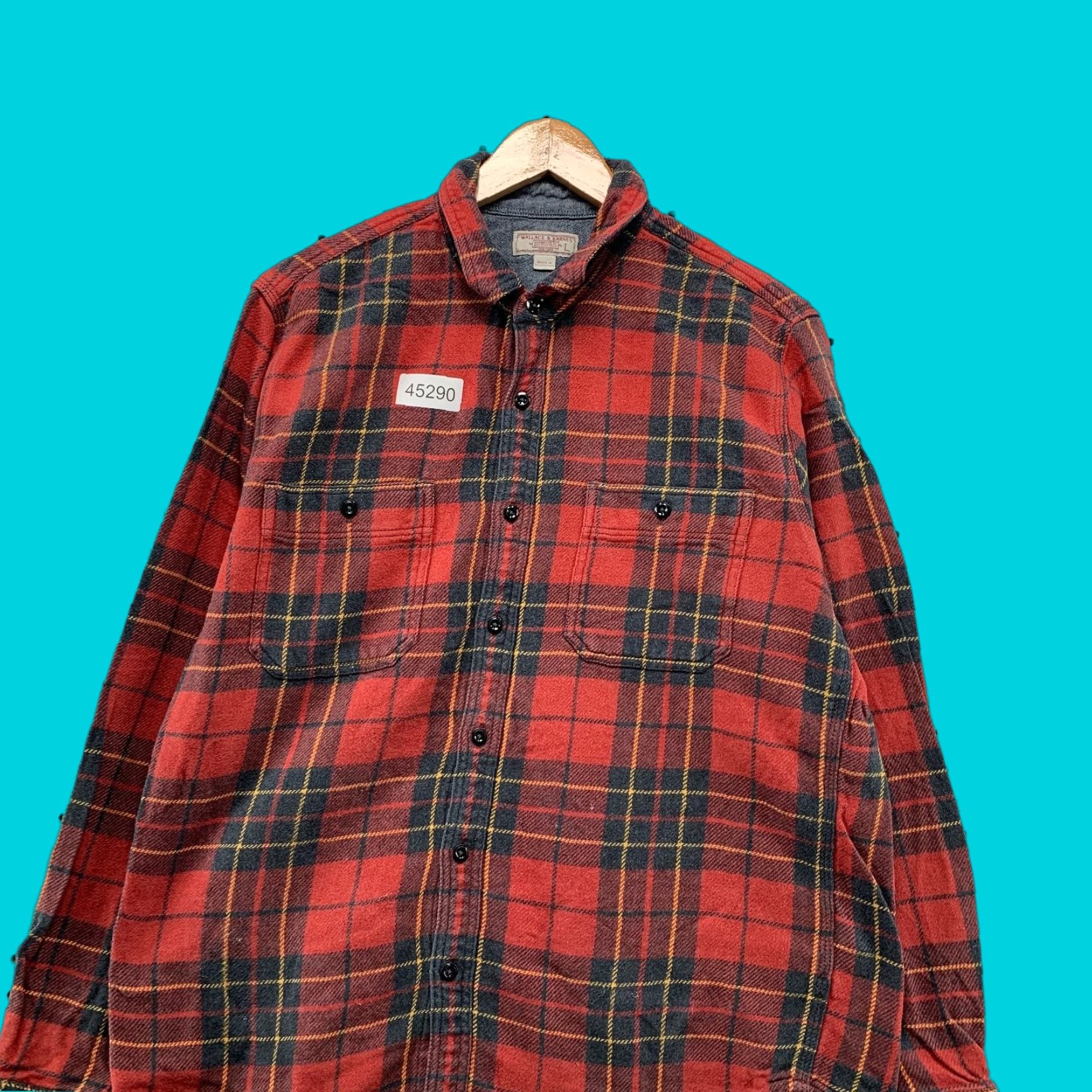 Wallace & Barnes VINTAGE Wallace & Barnes Flannel Button Shirt Mens Large Red Plaid Work Lumberjack Size US L / EU 52-54 / 3 - 1 Thumbnail