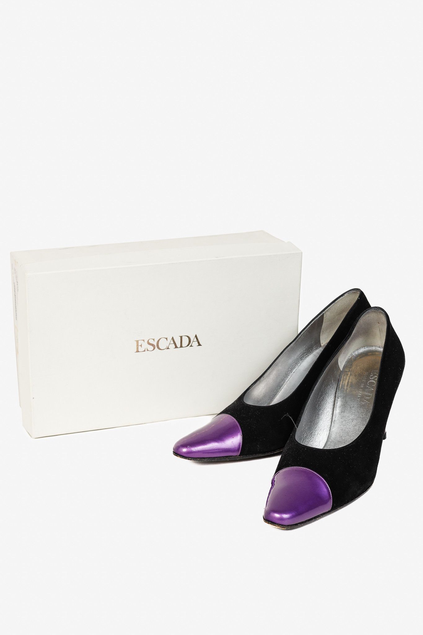 Escada Escada Black Suede and Purple Patent Pumps Size US 7.5 / IT 37.5 - 10 Thumbnail