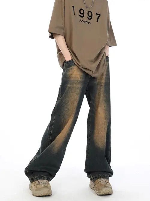 VIBE Vintage washed distressed casual jeans Size US 34 / EU 50 - 1 Thumbnail