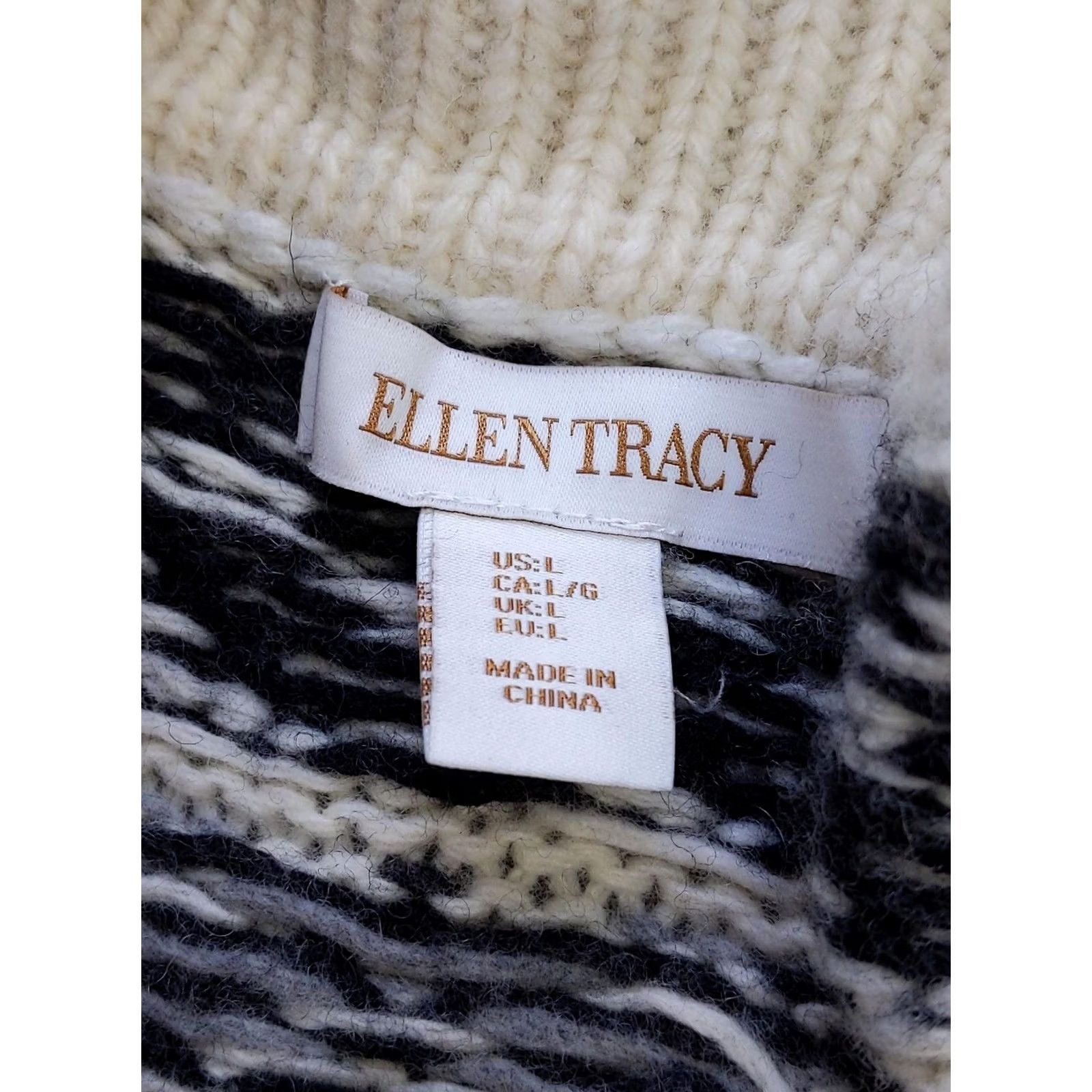 Ellen Tracy VINTAGE Ellen Tracy Sweater Womens L Cardigan Shawl Collar Open Wool Knit Size L / US 10 / IT 46 - 4 Thumbnail