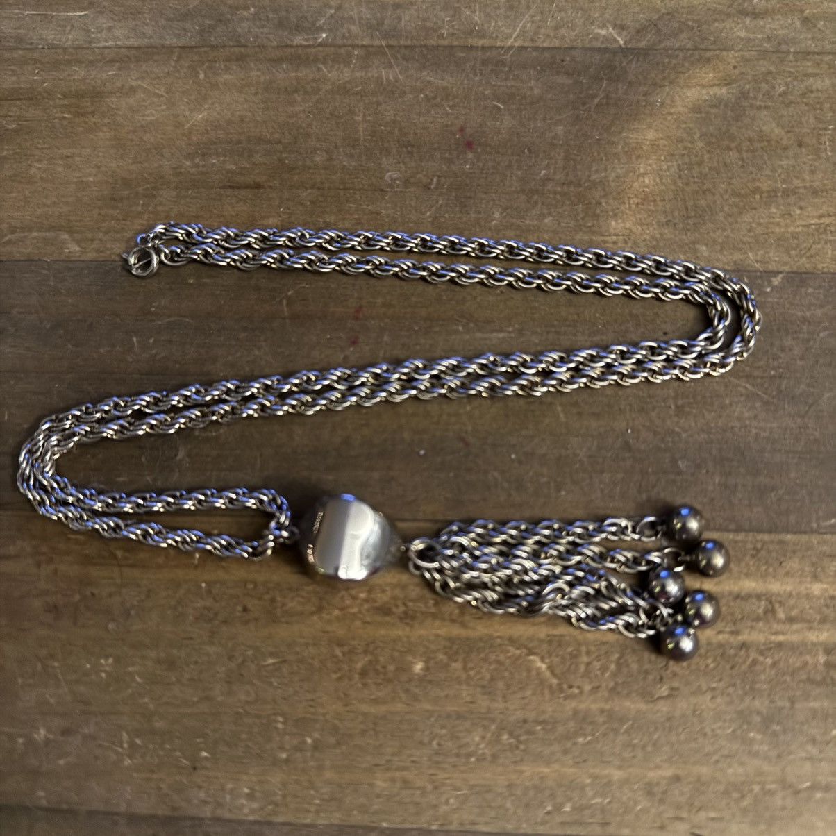 Vintage Vintage silver tone rope chain tassel pendant necklace Size ONE SIZE - 2 Thumbnail