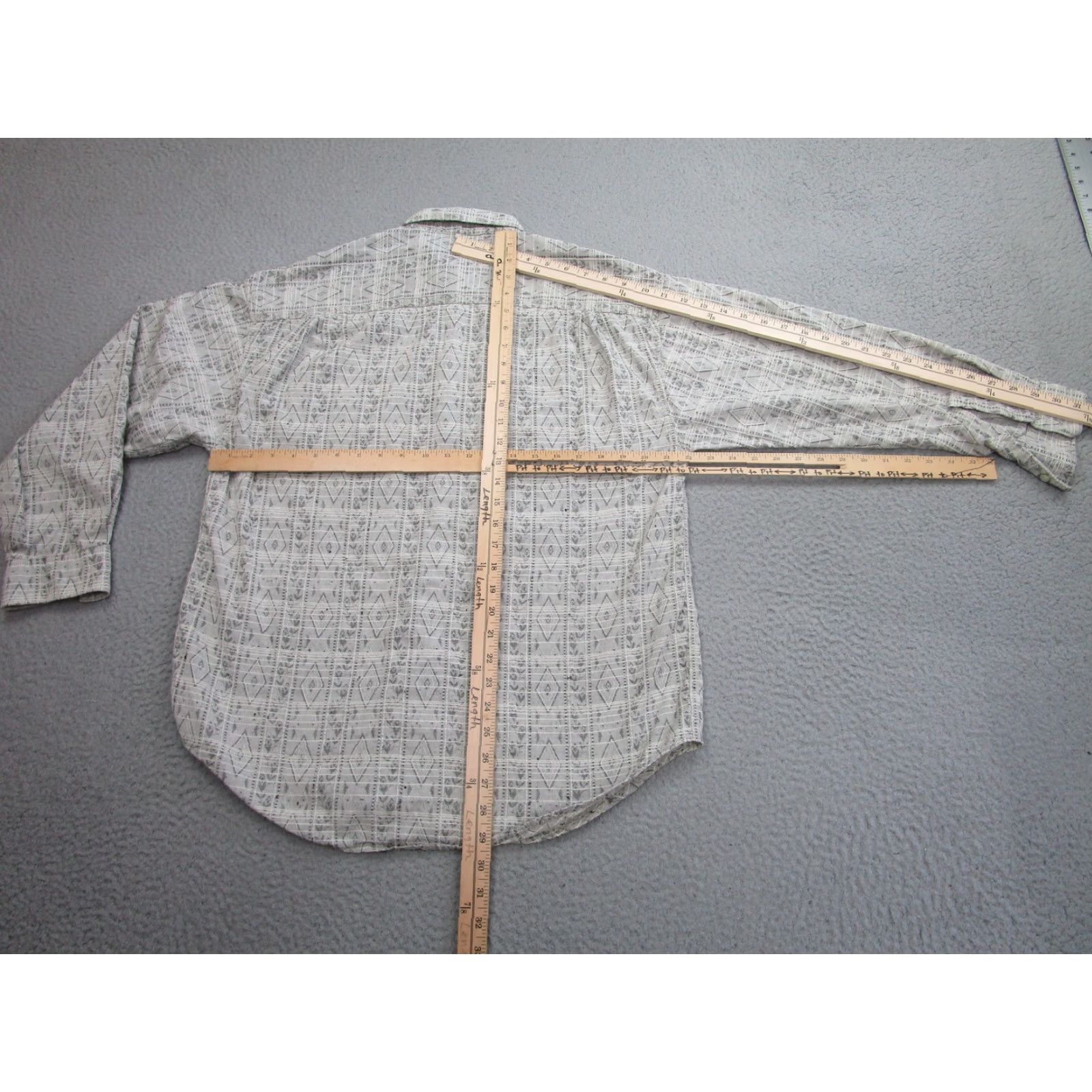Fred Segal VINTAGE Fred Segal Shirt Mens Medium Gray Geometric Button-Up Long Sleeve Casual 90s Size US M / EU 48-50 / 2 - 6 Thumbnail