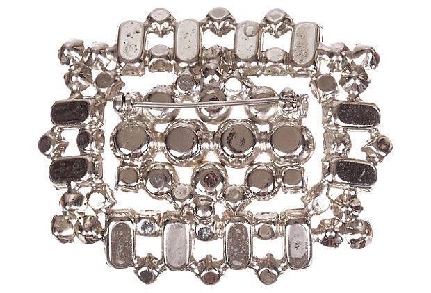 Designer Rectangular Rhinestone & Simulated Pearl Pin Size ONE SIZE - 3 Thumbnail