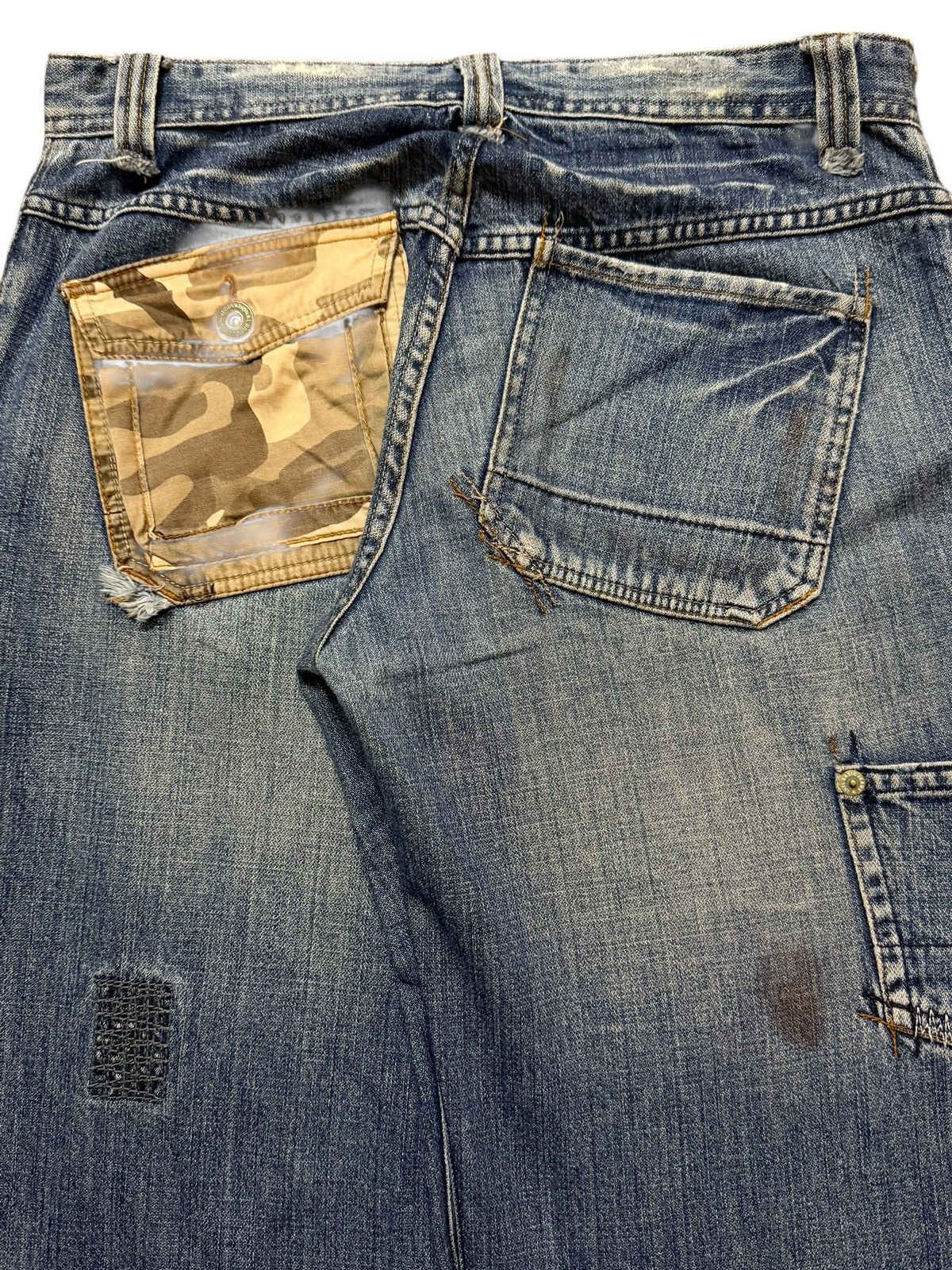 Kapital Vintage Y2K Japanese Brand Faded Wash Distress Patch Baggy Size US 32 / EU 48 - 5 Thumbnail