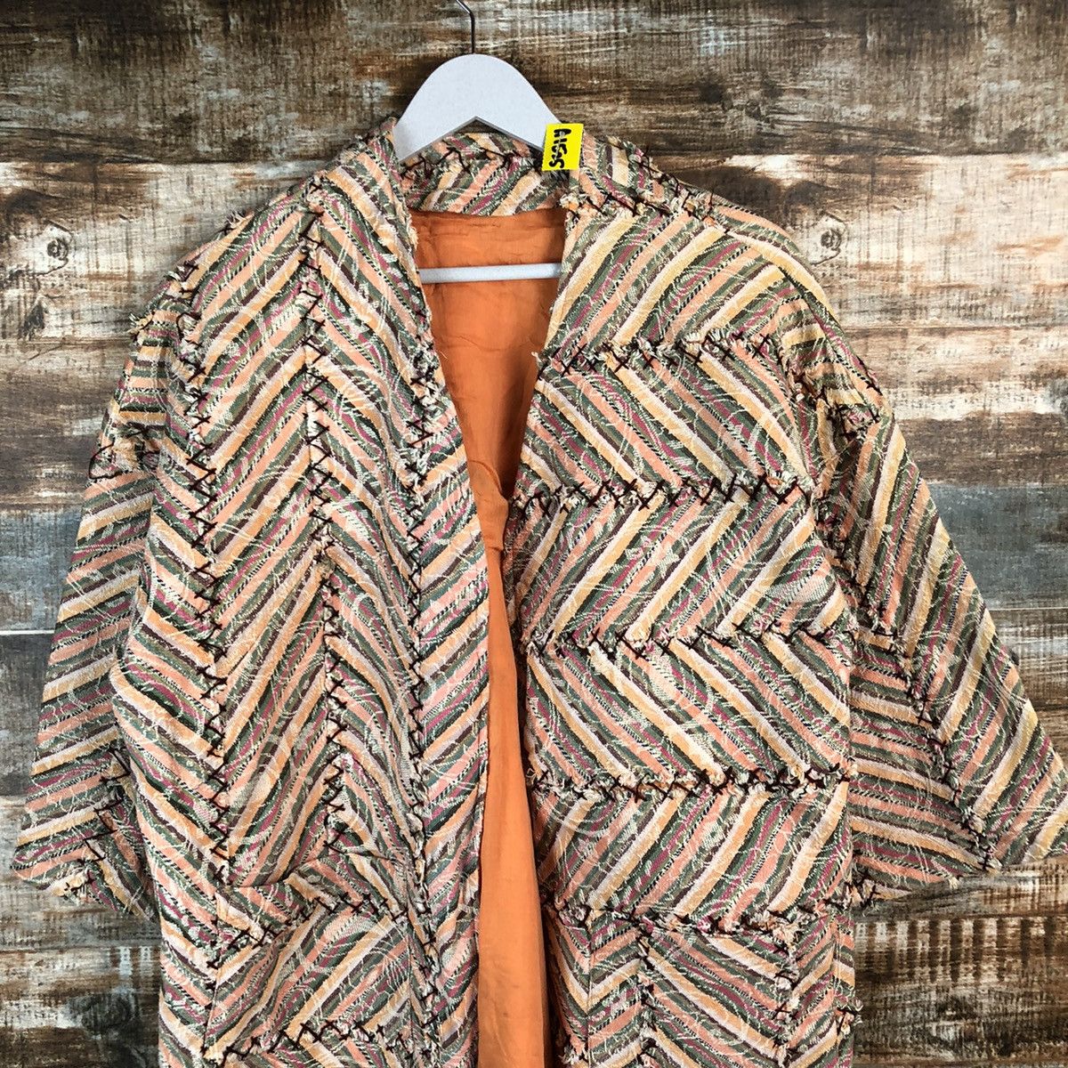 Homespun Knitwear Japan vintage patchwork sashiko kimono cardigan Knit #A1525 Size US XL / EU 56 / 4 - 5 Thumbnail