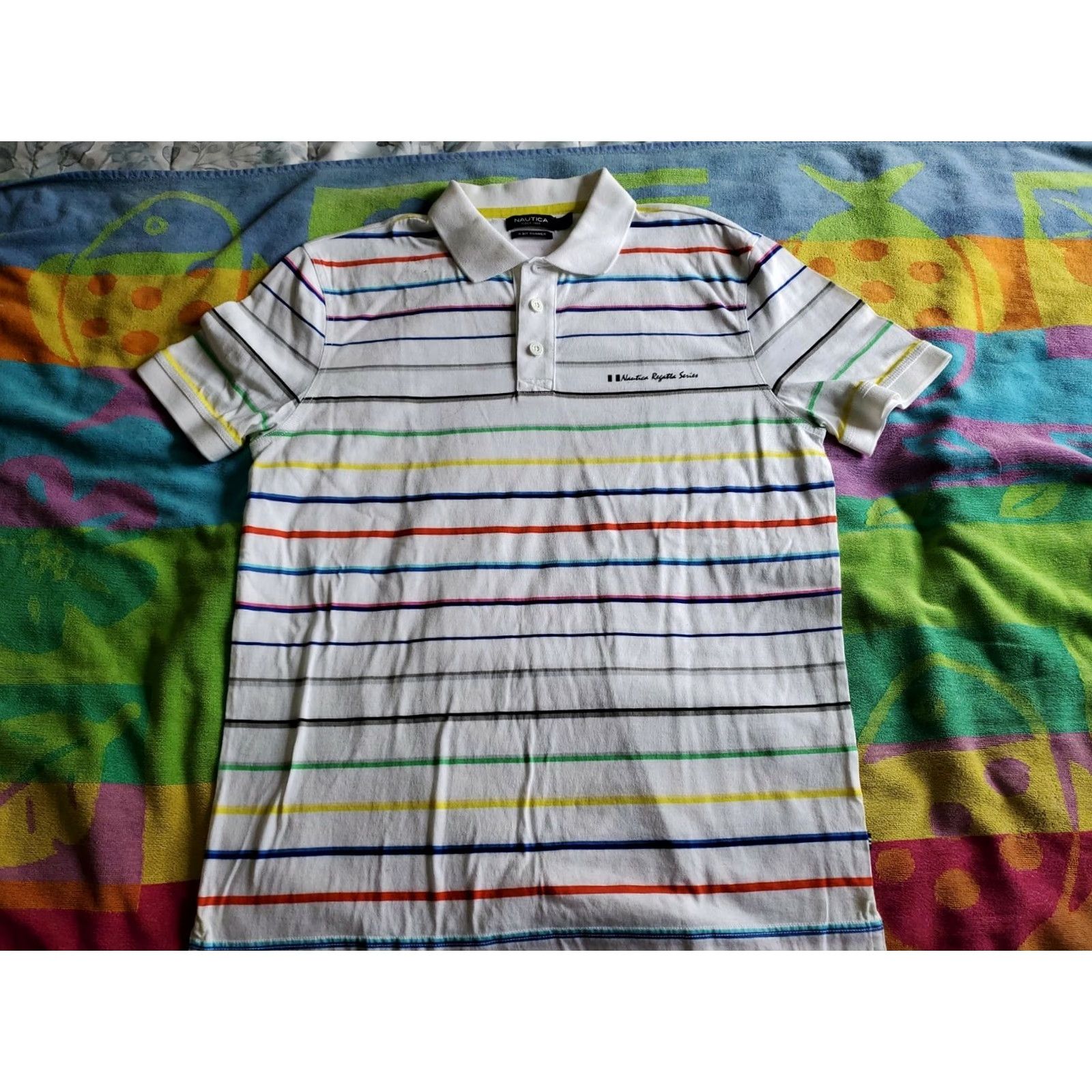 Nautica Nautica Regatta Series Polo Shirt S/S Striped Multicolor 100% Cotton Size Large Men Shirt Polo Regatta Series 90s Size US L / EU 52-54 / 3 - 2 Thumbnail