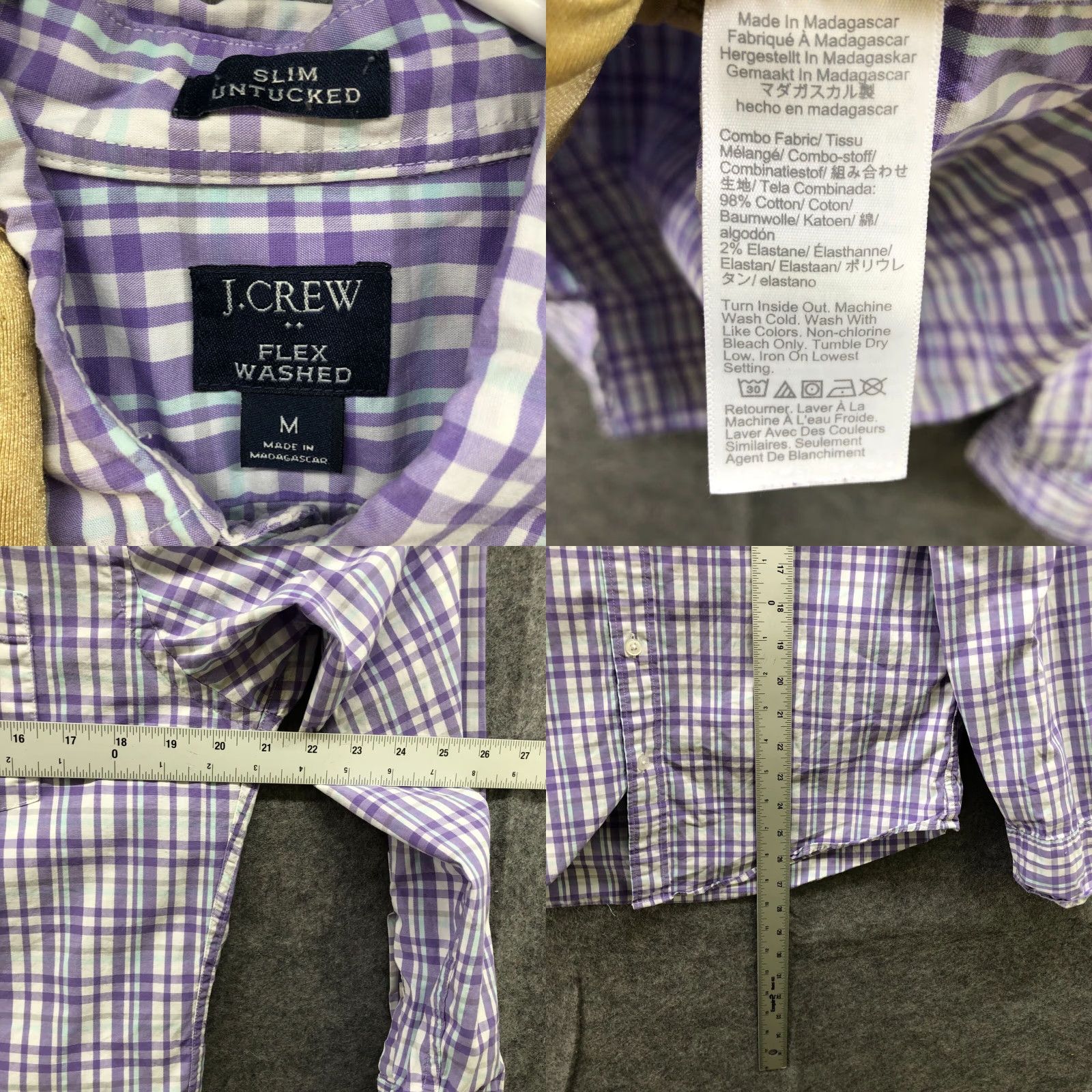 J.Crew J. Crew Mens Long Sleeve Button-Up Shirt M Purple Plaid Classic Preppy Slim Fit Cotton Blend Size US M / EU 48-50 / 2 - 8 Thumbnail