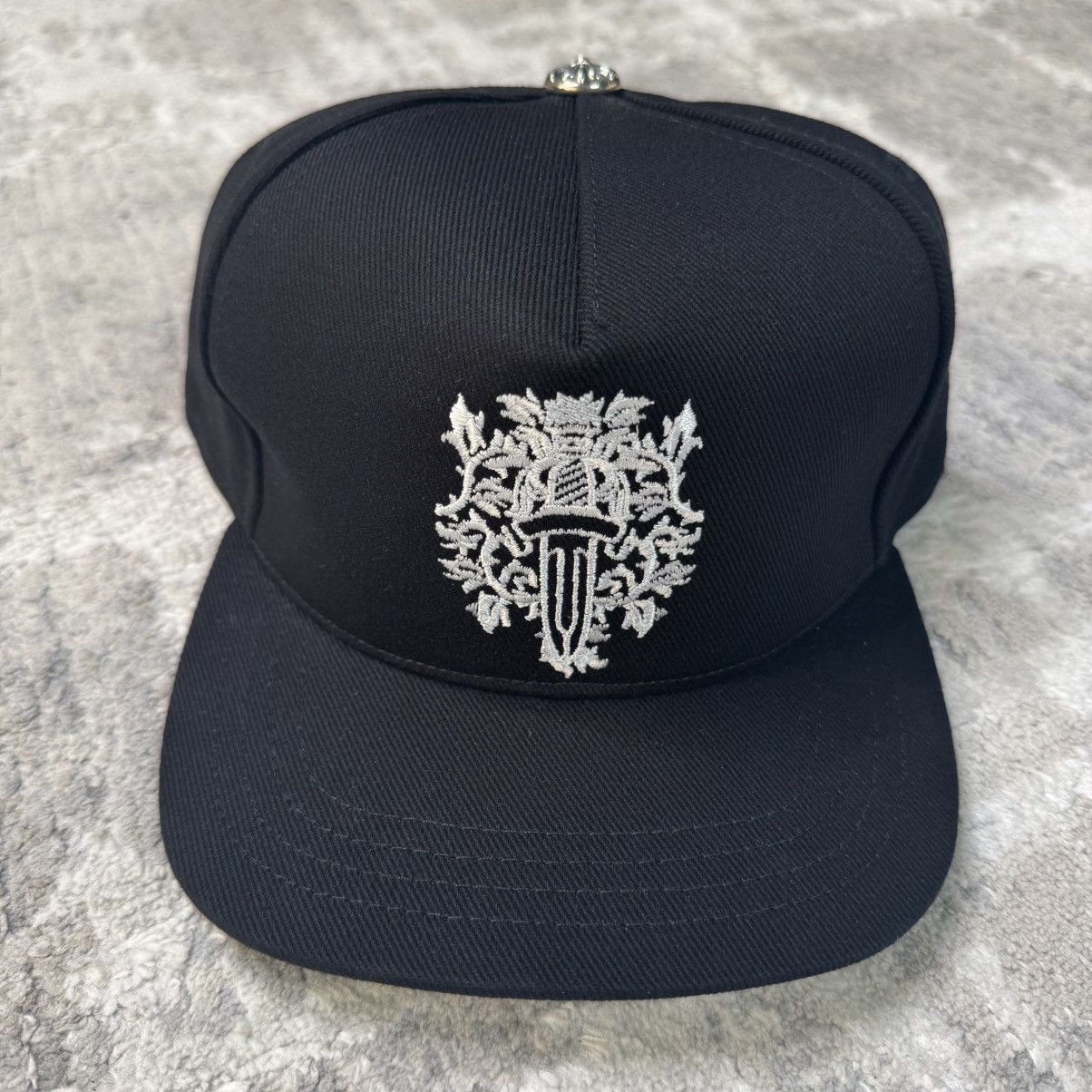 Chrome Hearts Dagger logo waxed denim baseball hat Size ONE SIZE - 1 Thumbnail