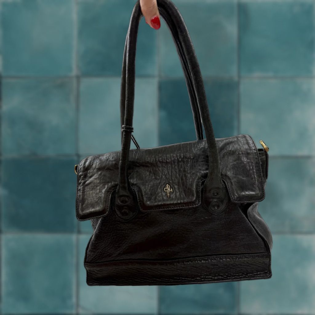 Cole Haan Cole Haan Satchel Bag Womens Medium Black Leather Top Handle Red Lining Purse Size M / US 6-8 / IT 42-44 - 1 Thumbnail