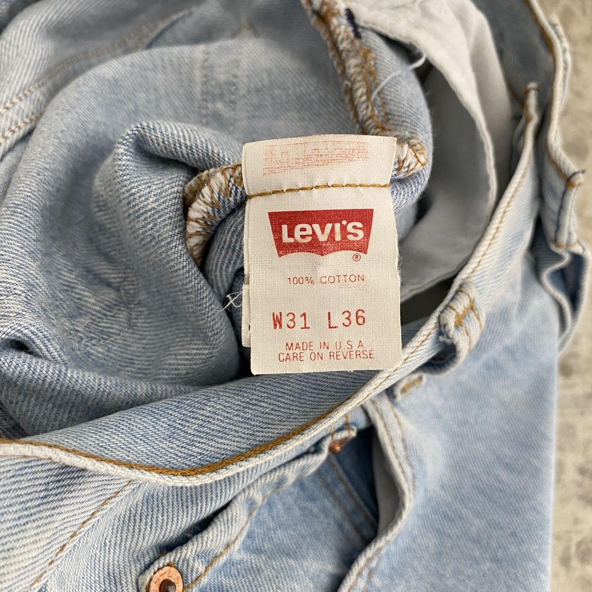 Levi's Vintage 90’s Levis 501 Faded Light Blue Distressed Jeans Size US 30 / EU 46 - 15 Thumbnail