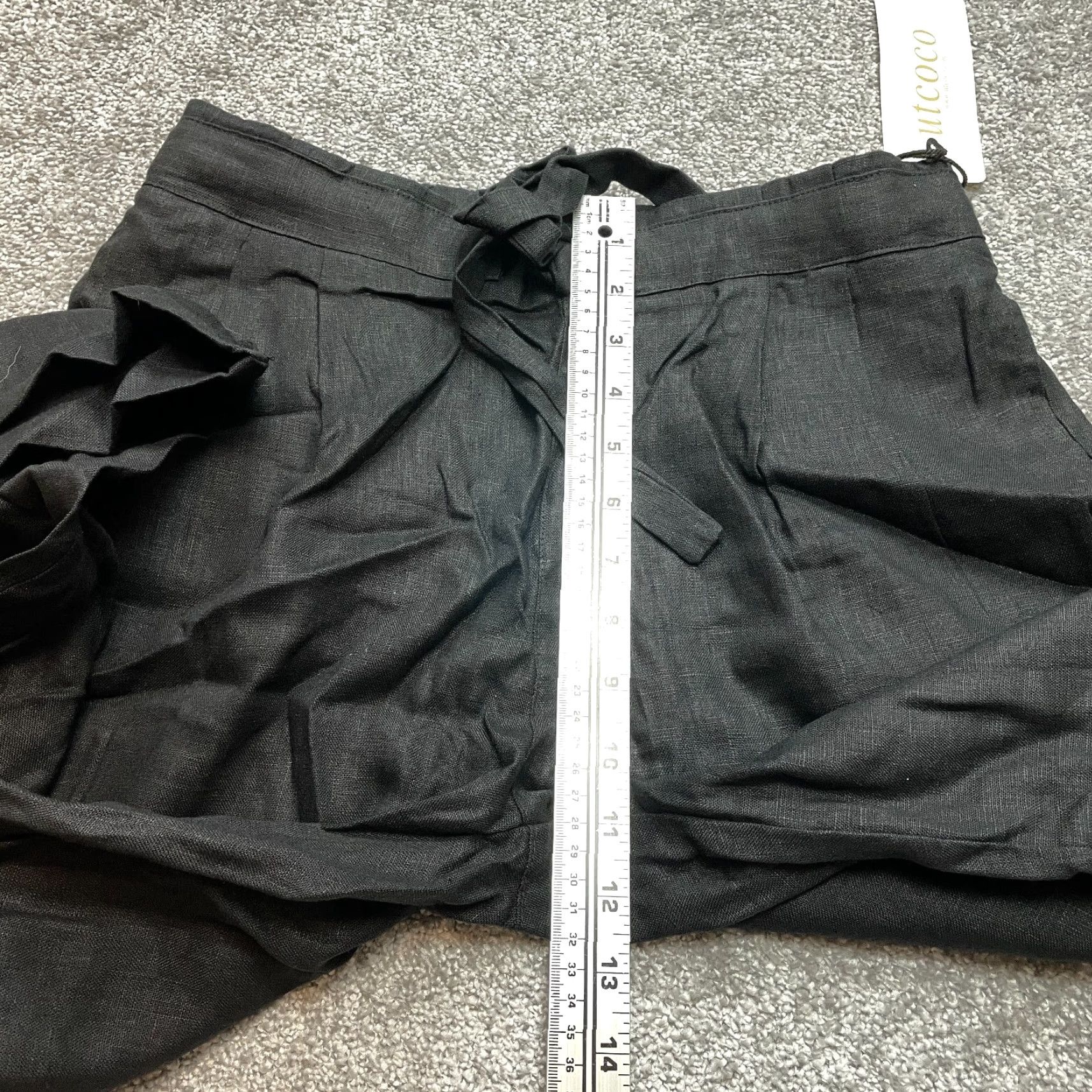Vintage VINTAGE Utoco Paperbag Ankle Pants Womens Large Black Straight Stretch Belted New 30x25 Size 36" / US 14 / IT 50 - 4 Thumbnail
