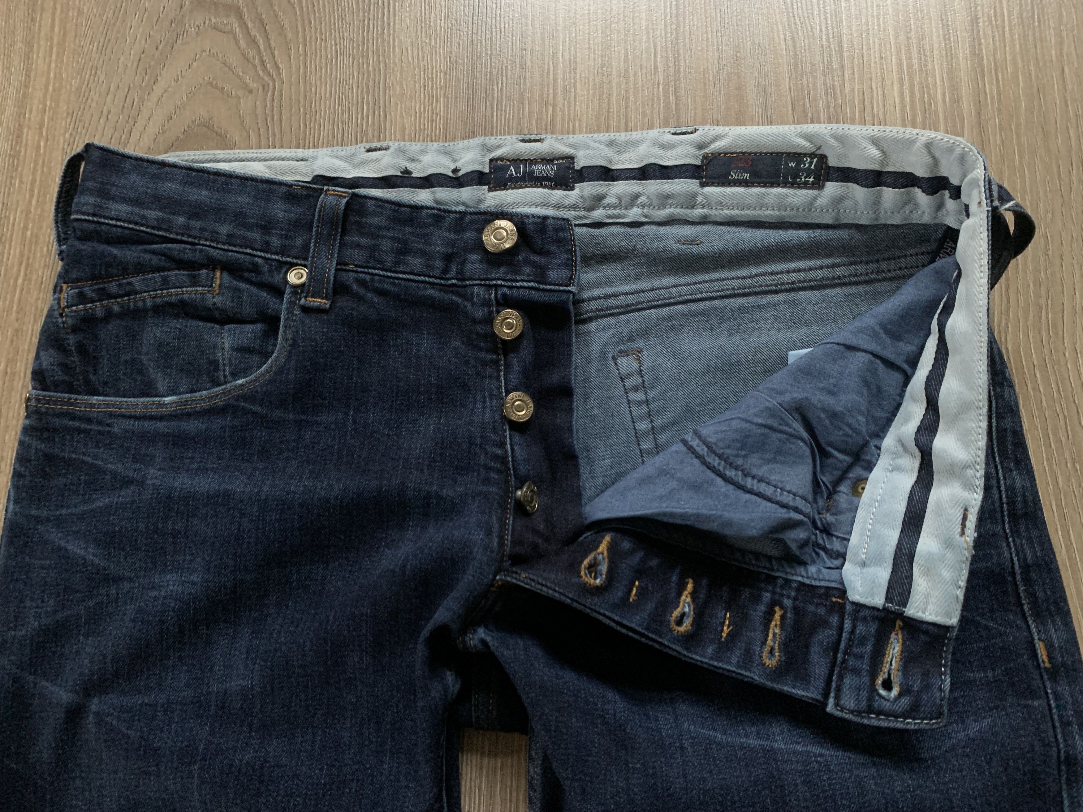 Armani Vintage Navy Blue Slim Armani Jeans Size US 31 - 5 Thumbnail