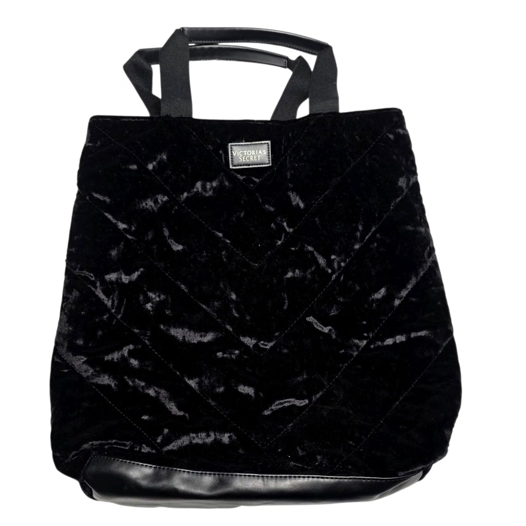 Victoria's Secret Victoria's Secret Velvet Shoulder Tote Bag Black Medium Size Lined Size ONE SIZE - 2 Thumbnail