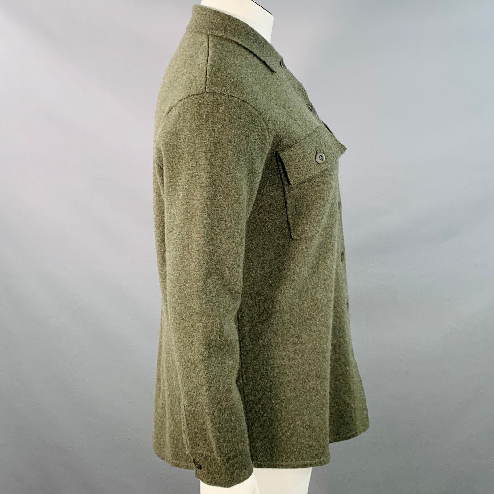 KINROSS KINROSS Size L Green Olive Cashmere Shirt Jacket Cardigan Size L / US 10 / IT 46 - 2 Thumbnail