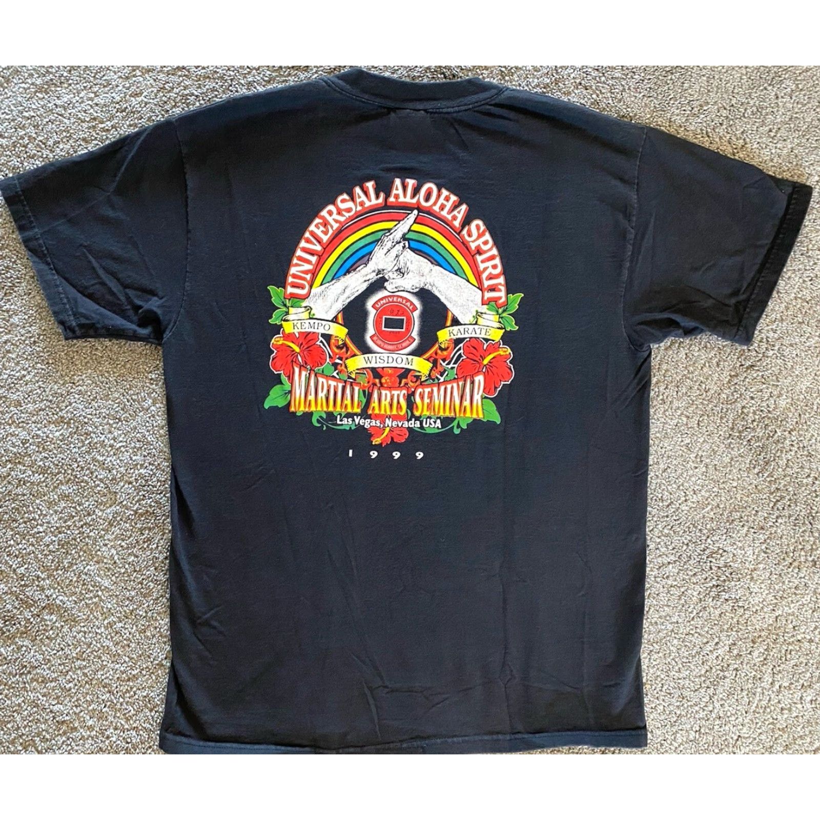Hanes VTG Hanes Beefy-T T-Shirt Adult L Black Kempo Karate Aloha Spirit 90s Grunge Classic Hawaiian Mens Size US L / EU 52-54 / 3 - 2 Thumbnail