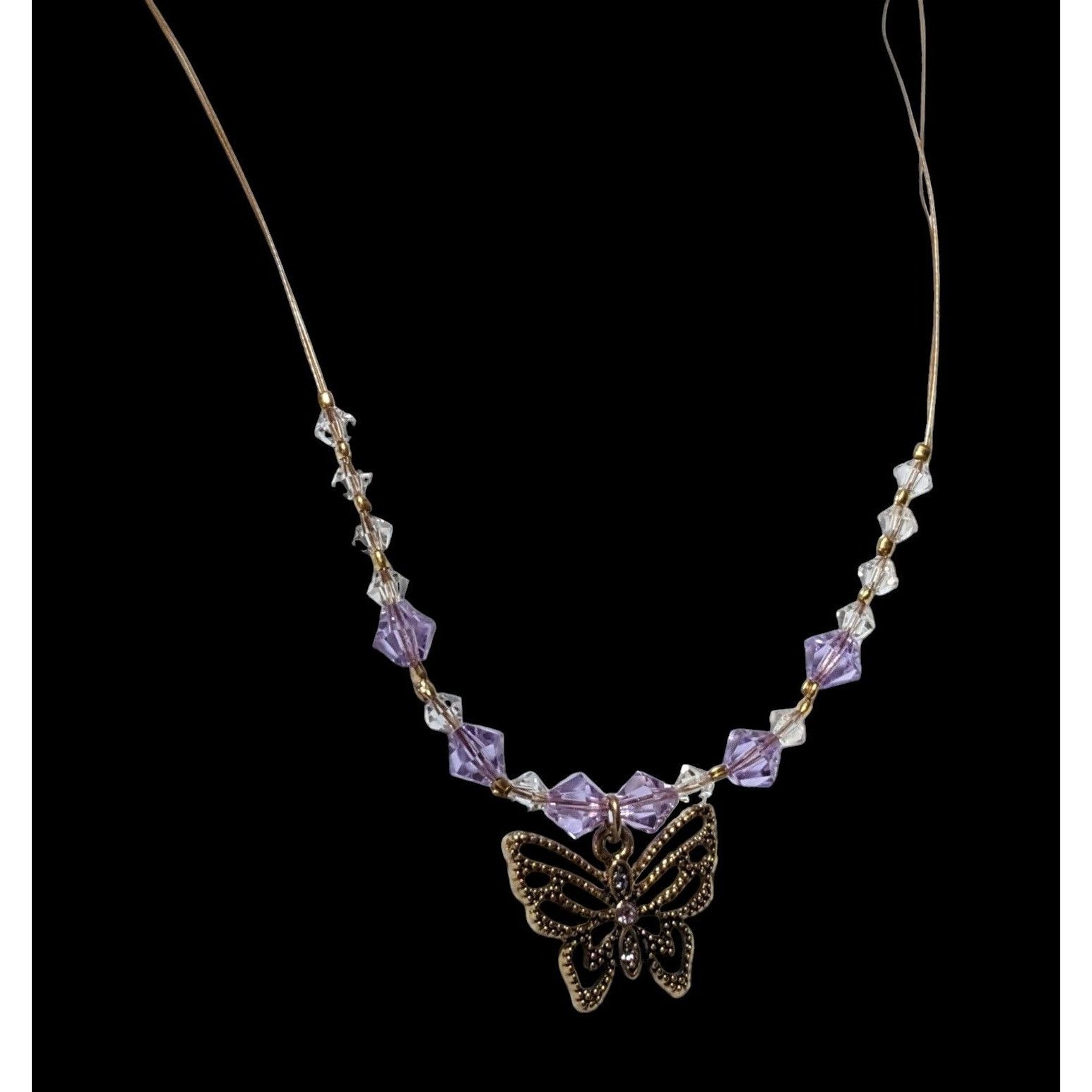 Other Handmade Purple Butterfly Crystal Necklace Size ONE SIZE - 5 Thumbnail