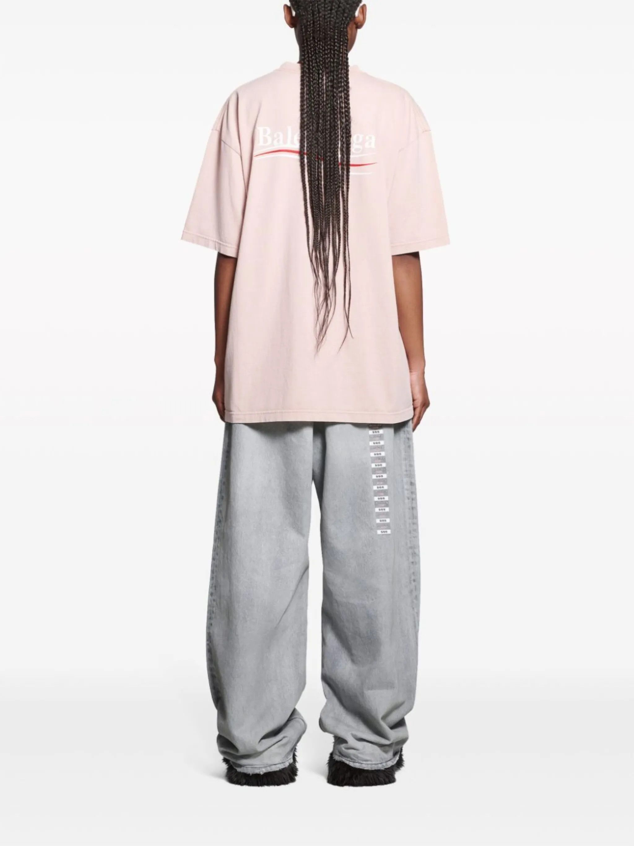 Balenciaga o1srvl11e0325 Political Campaign T-Shirt Large Fit Pink Size S / US 4 / IT 40 - 4 Thumbnail