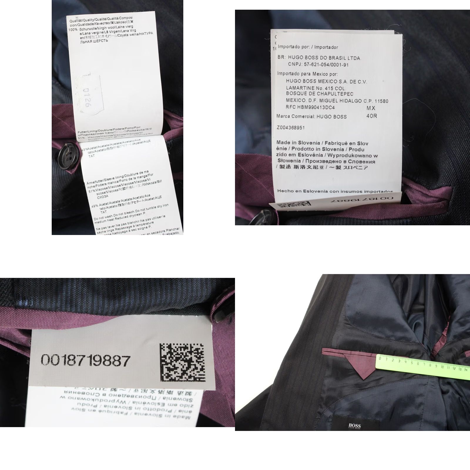 Hugo Boss Hugo Boss Huge/Genius Slim Fit Blazer Men's US 40R Wool Pinstriped Notch Lapel Size 40R - 8 Thumbnail