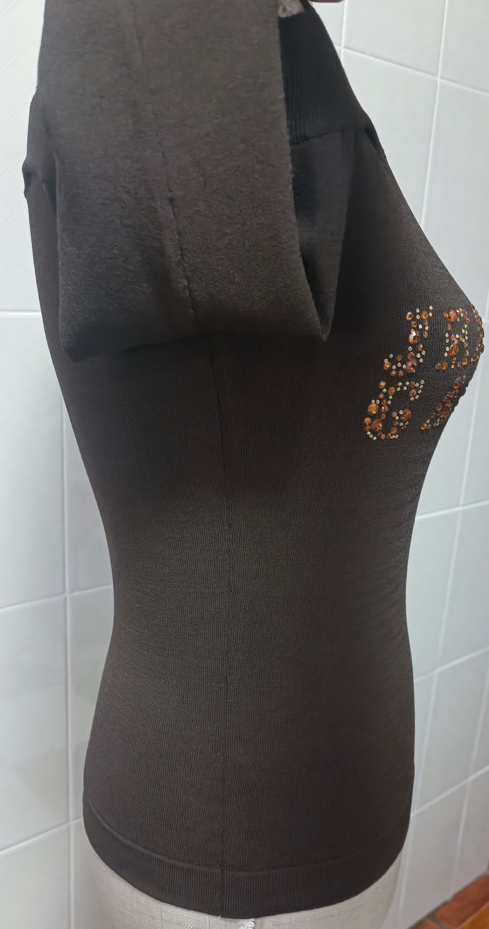 Jean Paul Gaultier Chocolate brown top with yellow and red rhinestones Size S / US 4 / IT 40 - 18 Thumbnail