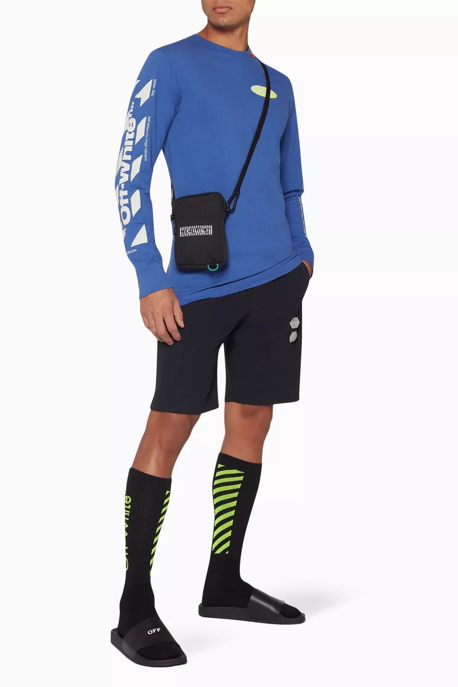 Off-White Blue Diag Split Arrows Logo Long Sleeve T-Shirt Size M / US 6-8 / IT 42-44 - 4 Thumbnail