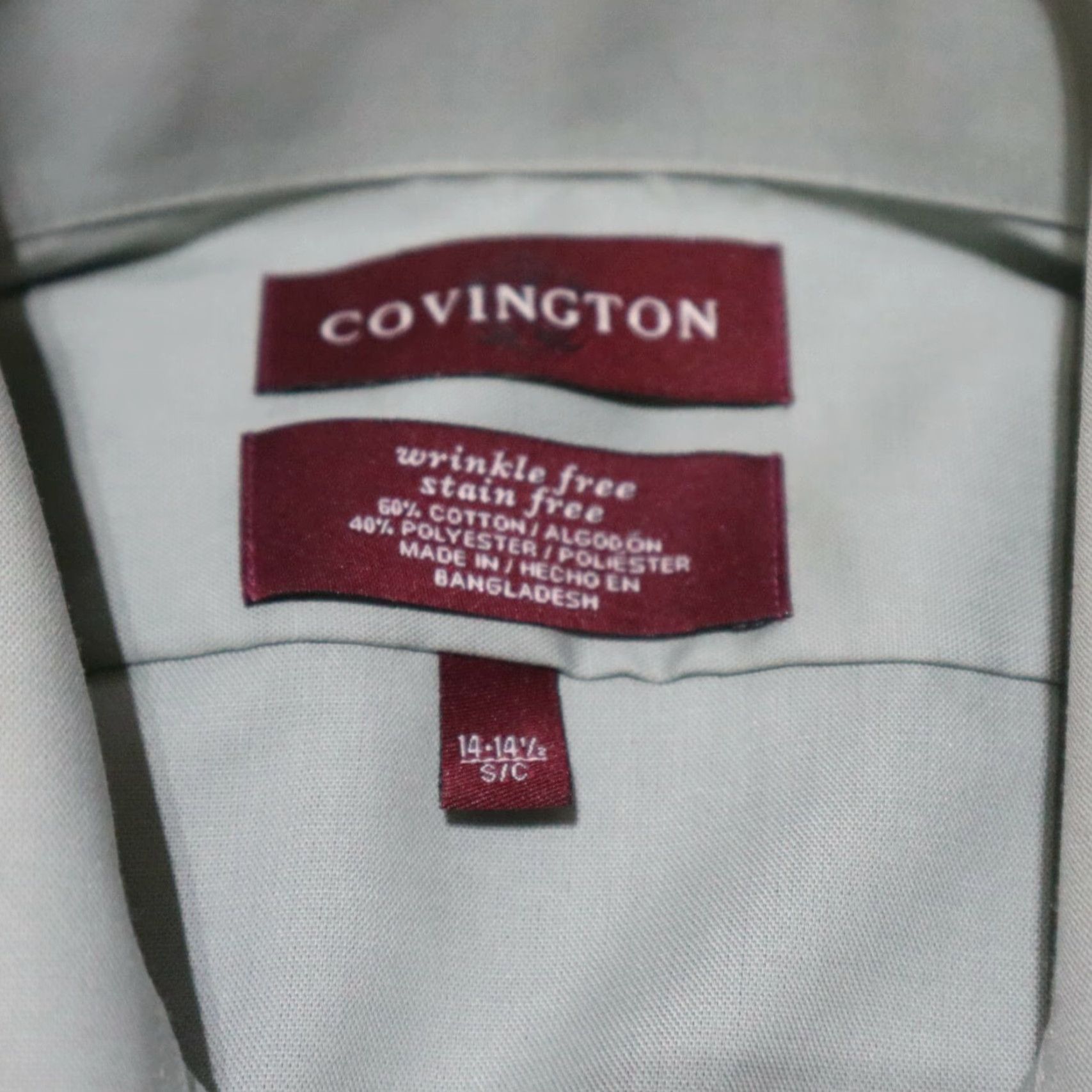 Vintage VINTAGE Covington Men's Short Sleeve Dress Shirt 14.5 Green Wrinkle-Free Casual Business Size 36R - 4 Thumbnail