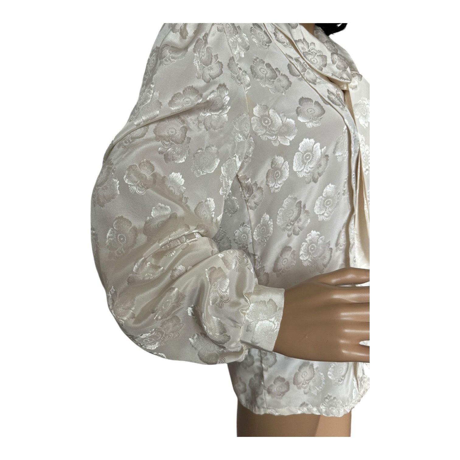 Vintage Vtg JOZELL Puff Sleeve cream print blouse necktie 9/10 Size M / US 6-8 / IT 42-44 - 7 Thumbnail