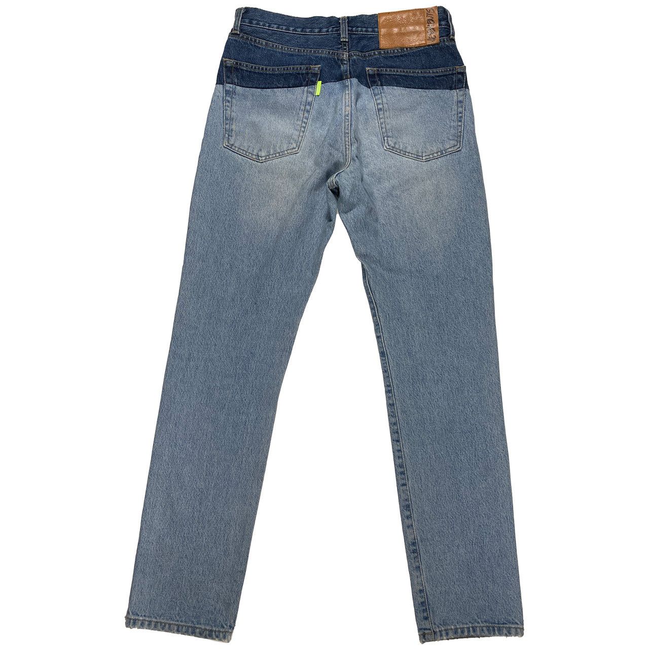 image of Vetements Ss19 Split Reworked Slim Fit Jeans 29X29 in Light/Dark Wash, Women's
