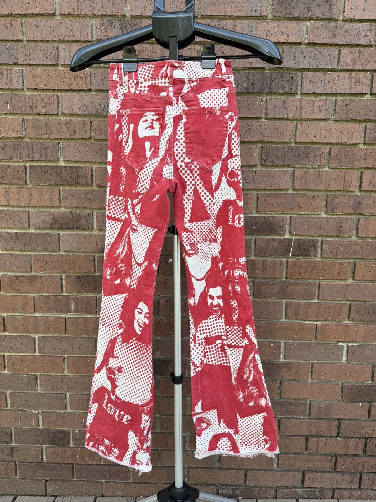 Other Edikted Andy Print Red White Face Novelty Print Flare Jeans Size 22" - 9 Thumbnail