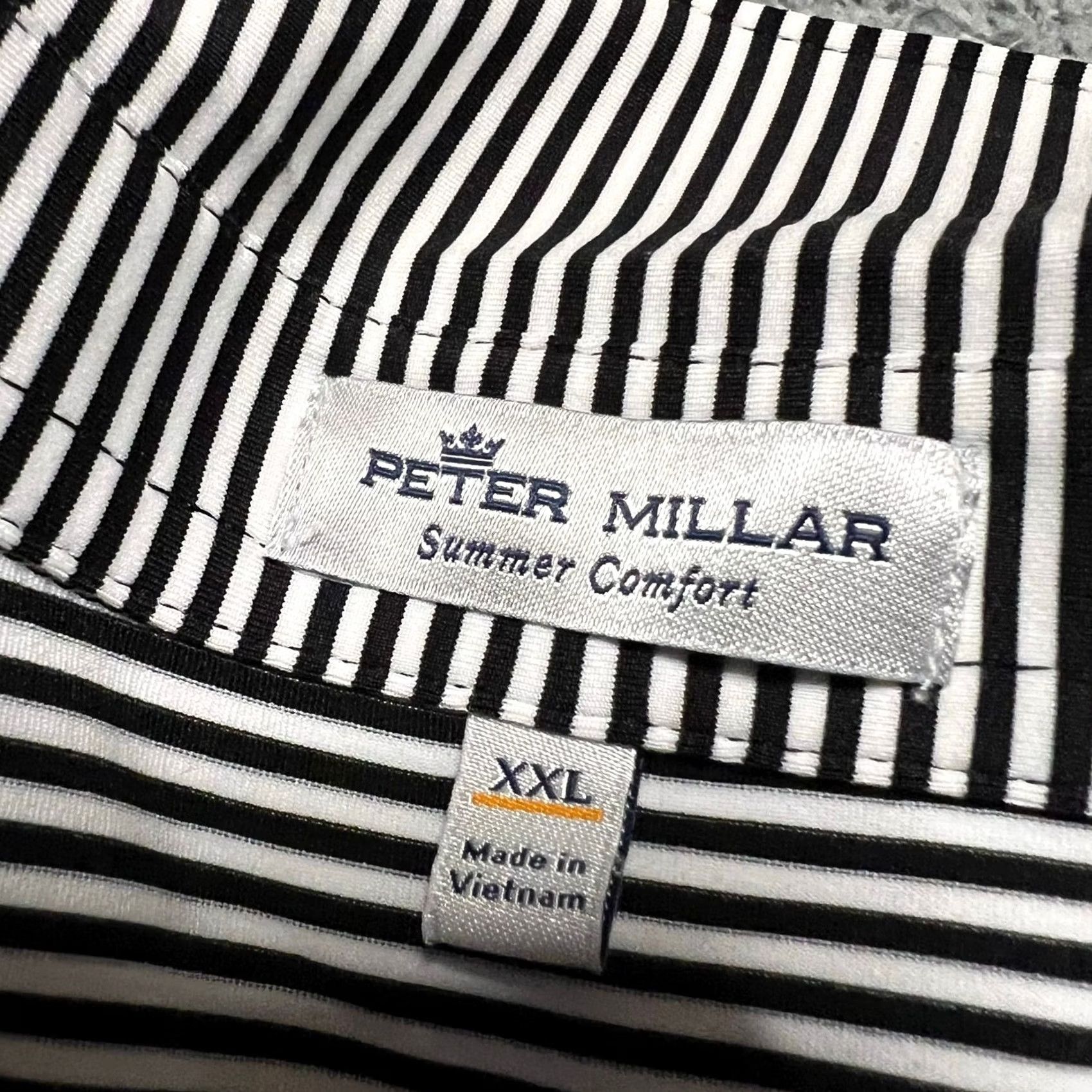 Peter Millar Peter Millar Polo Shirt Summer Comfort Mens XXL Striped Performance Black White Shirt Size US XXL / EU 58 / 5 - 6 Thumbnail