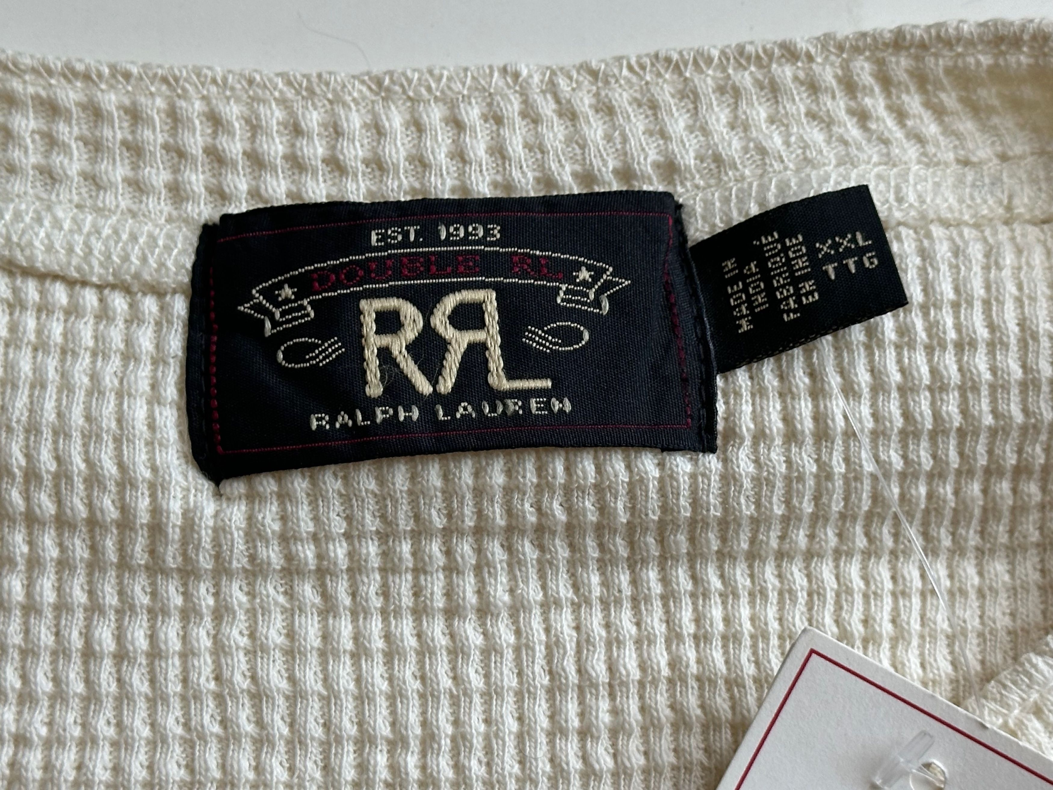 RRL Ralph Lauren Double RL Ralph Lauren Waffle Knit Henley - Cream - XL (NWT) Size US XL / EU 56 / 4 - 2 Thumbnail