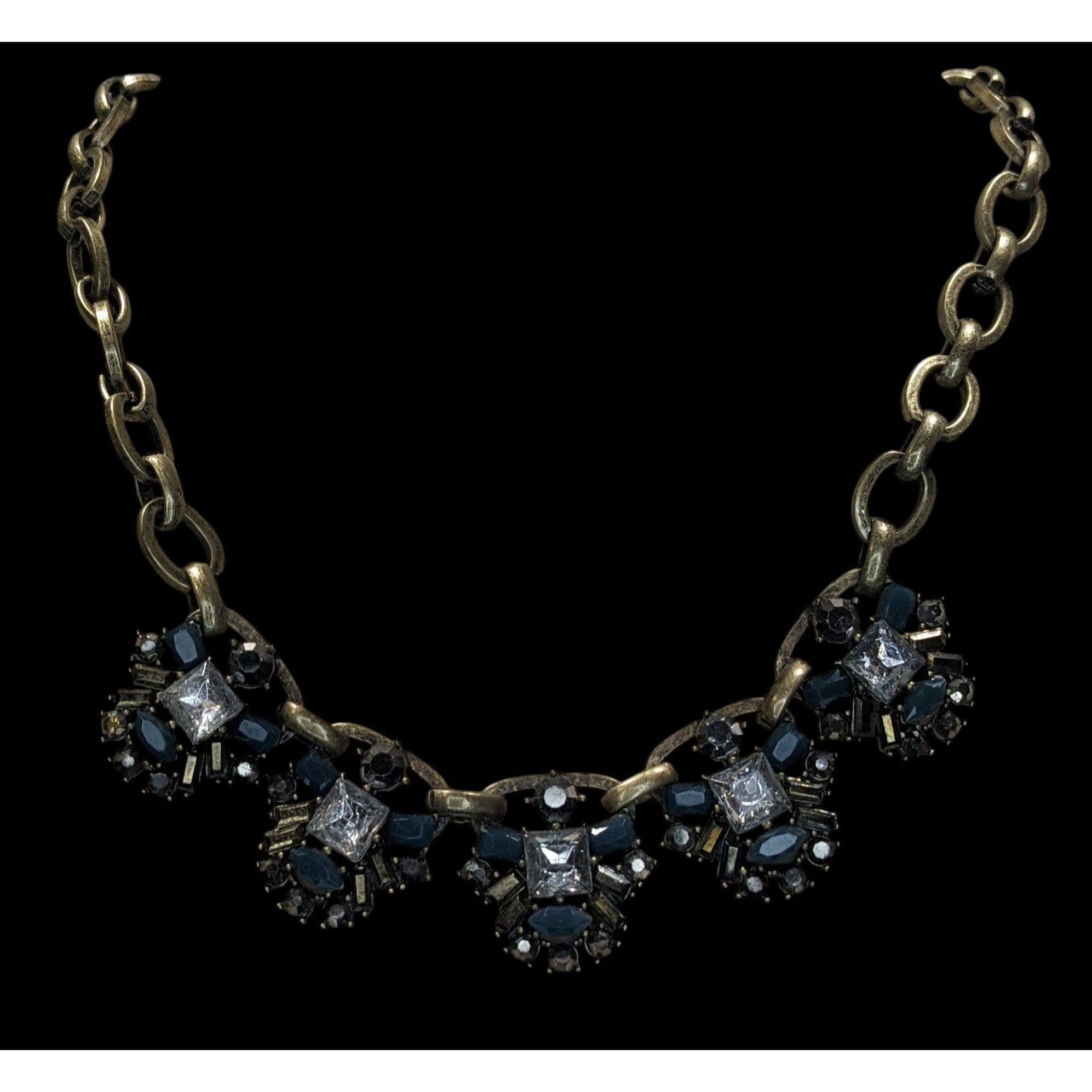 Loft Loft Chunky Statement Necklace With Blue & Clear Gemstones Size ONE SIZE - 3 Thumbnail
